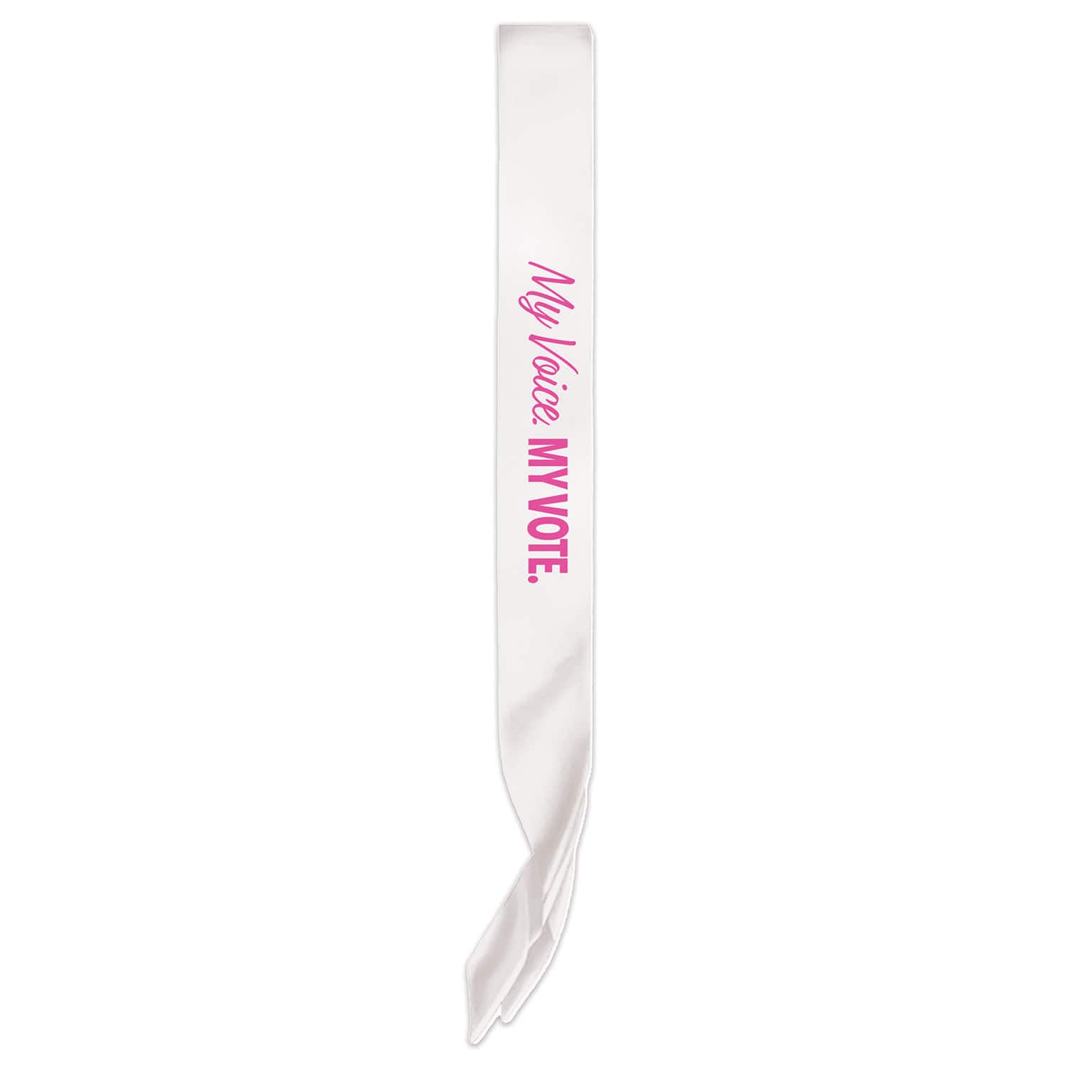 Beistle 33" White & Pink My Voice My Vote Satin Sash