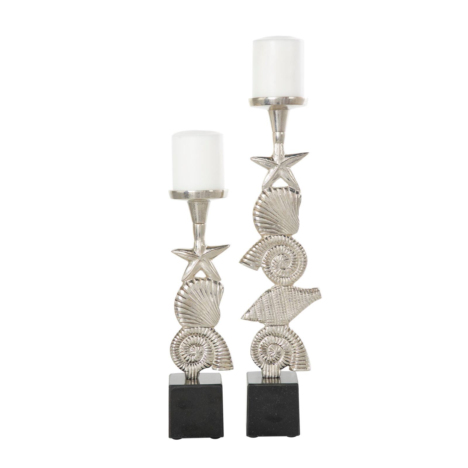 Aluminum Seashell Candle Holder Set