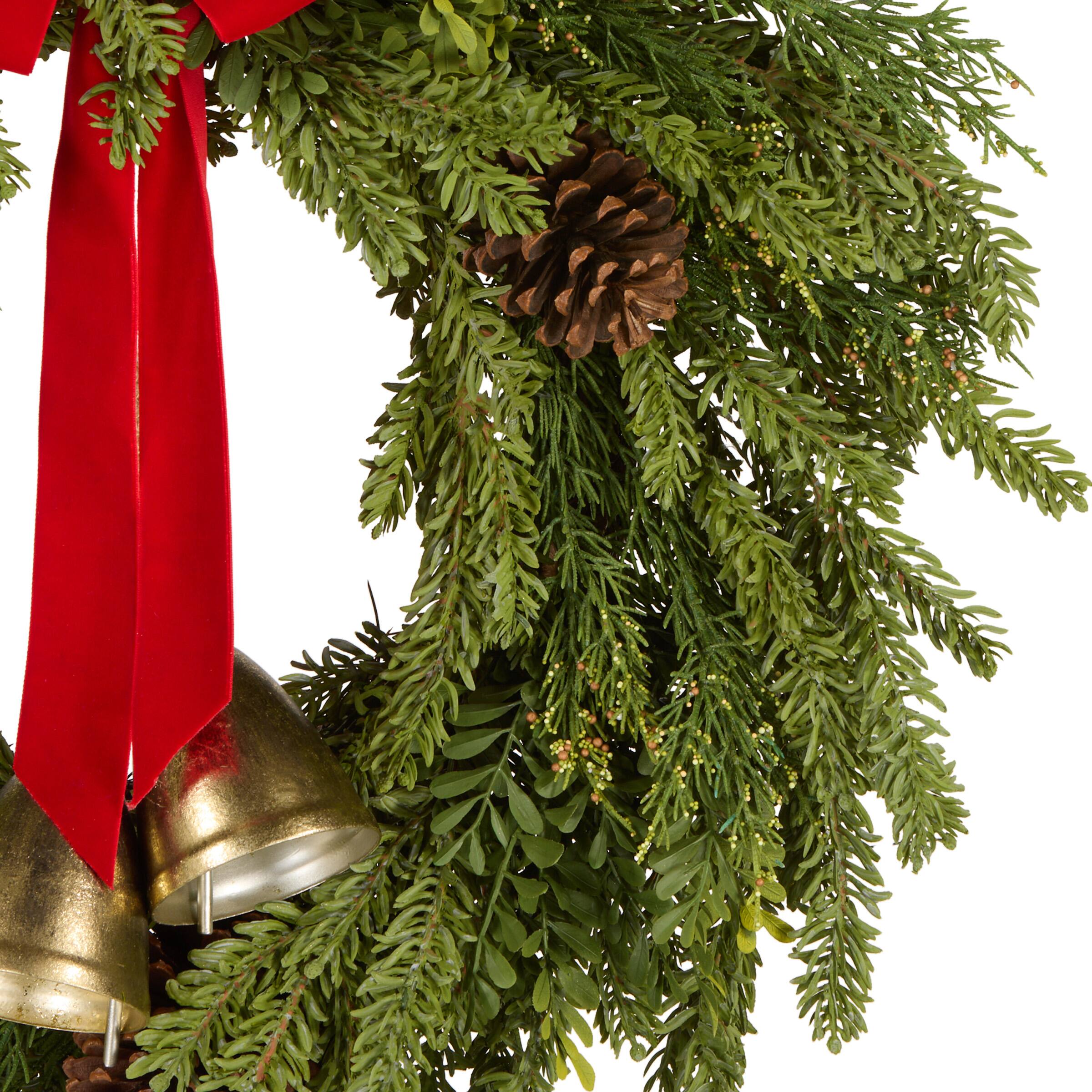 28" Christmas Bells Pine Wreath