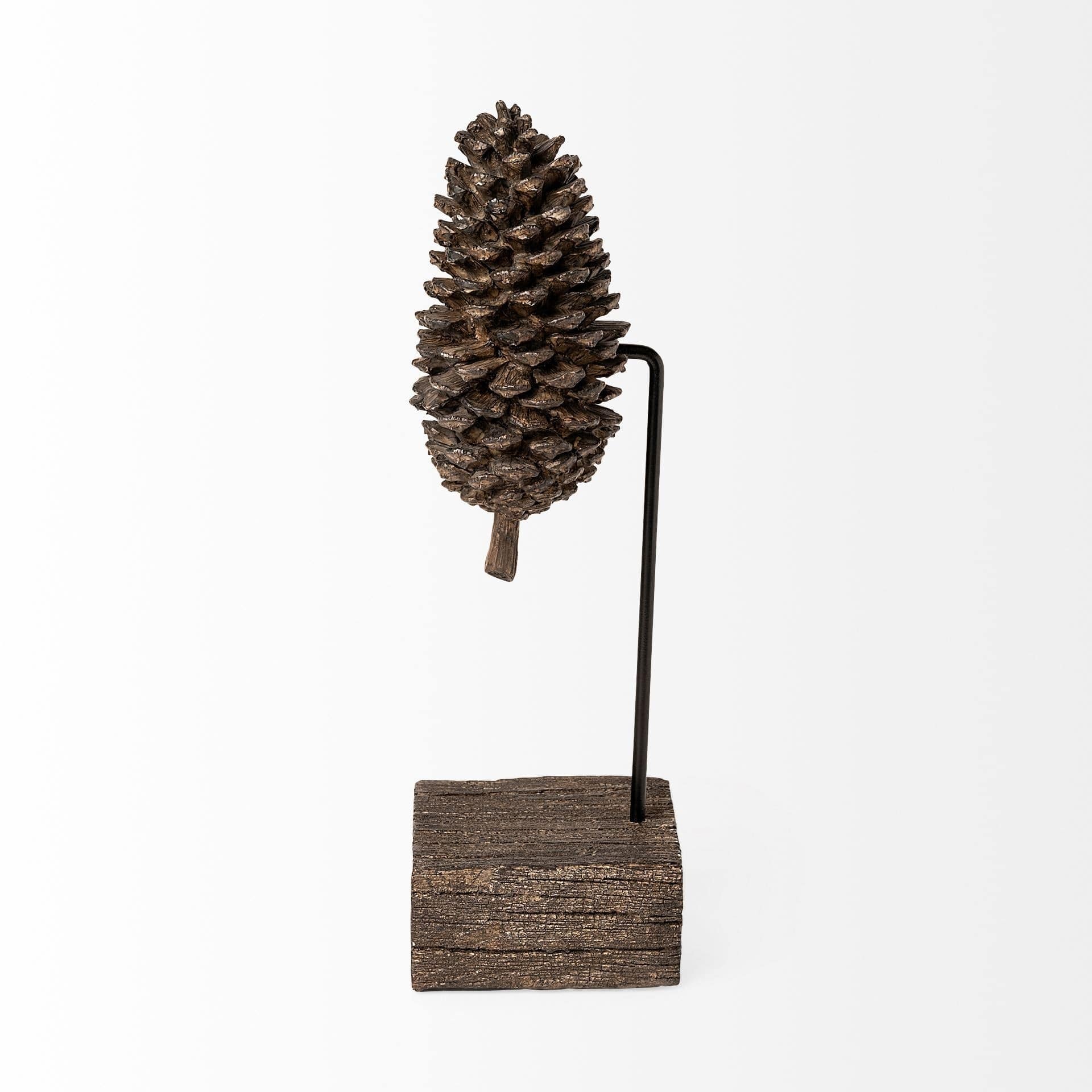 HomeRoots 11" Golden Brown Resin Pinecone Tabletop Sculpture