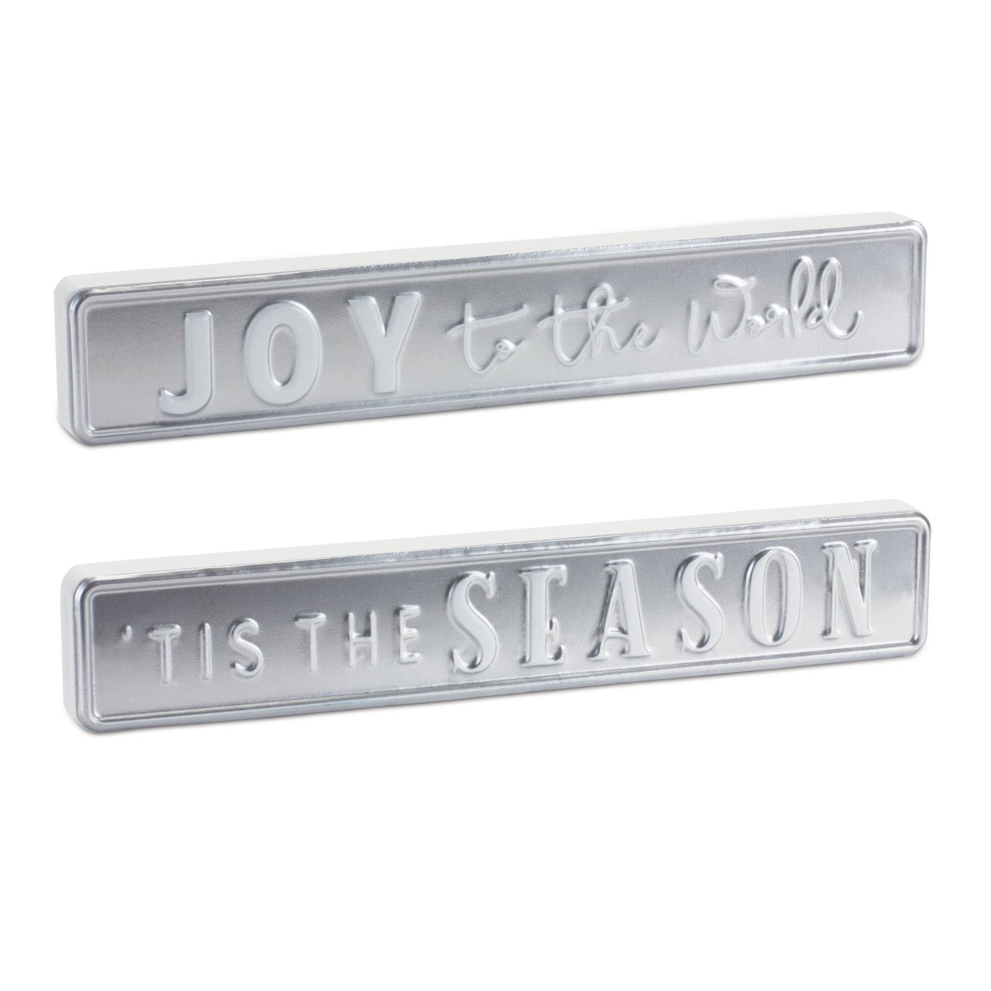 Melrose 12" Metal Holiday Sentiment Signs, 2ct.