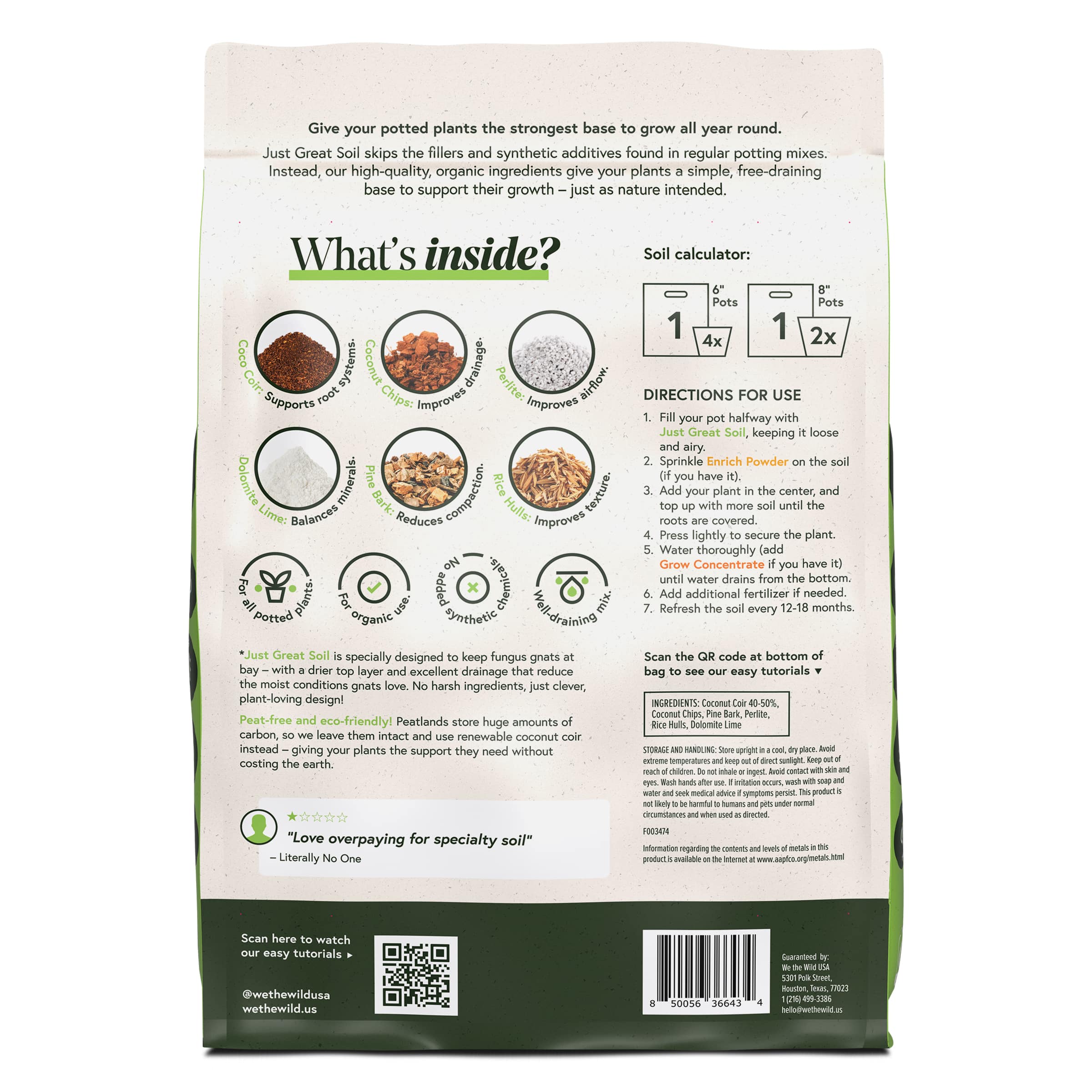 We The Wild™ 6qt. Just Great Soil Premium Organic Gnat-Resistant Potting Mix for Houseplants