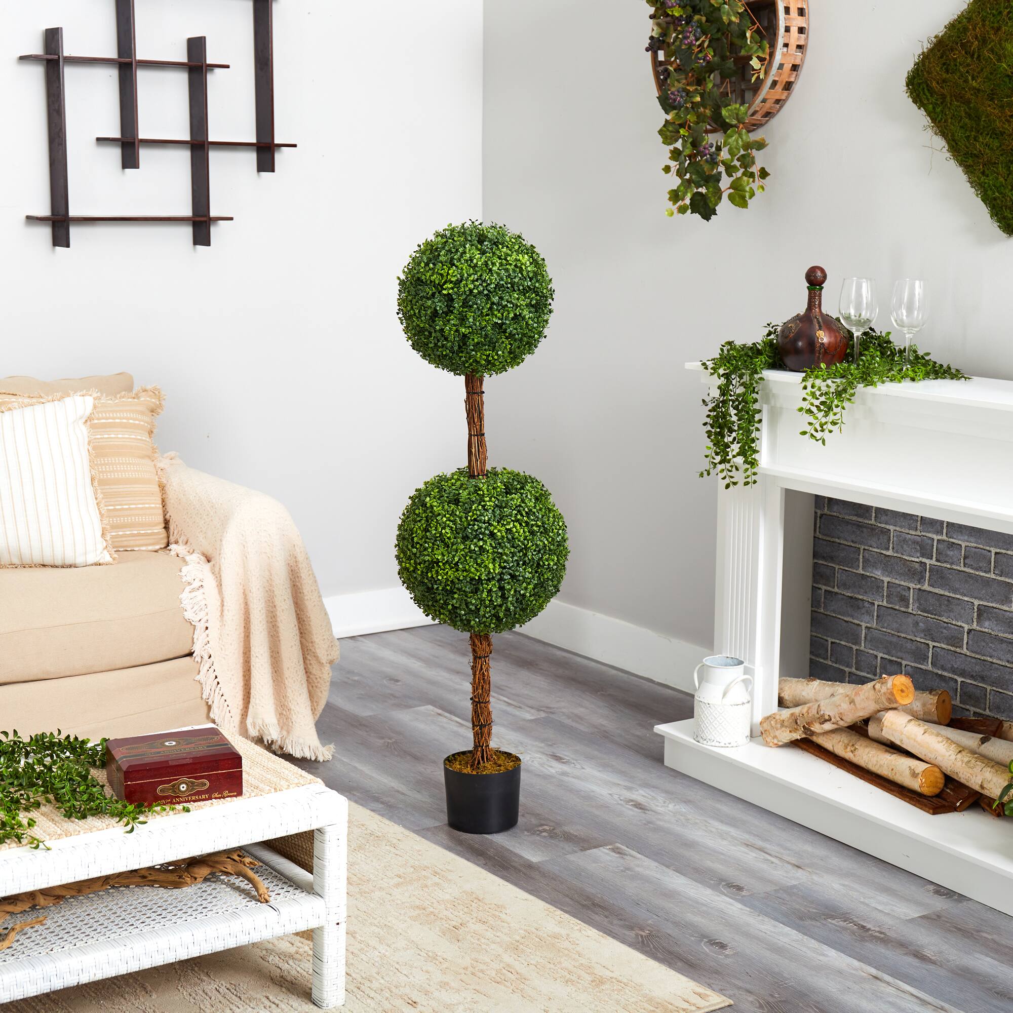 4.5ft. Potted Boxwood Double Ball Topiary Tree