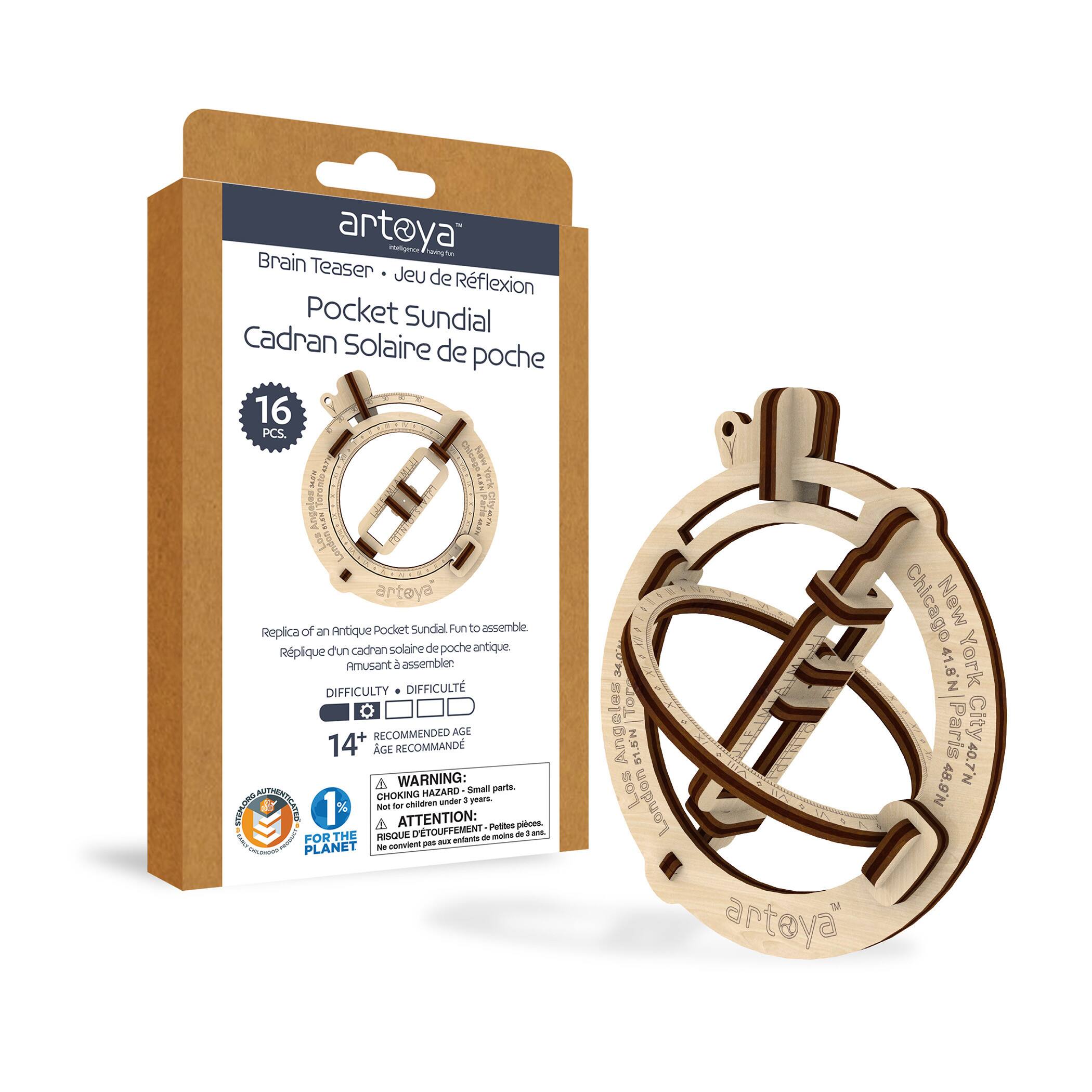 artoya Pocket Sundial 3D Wooden STEM Model Kits, 5ct.