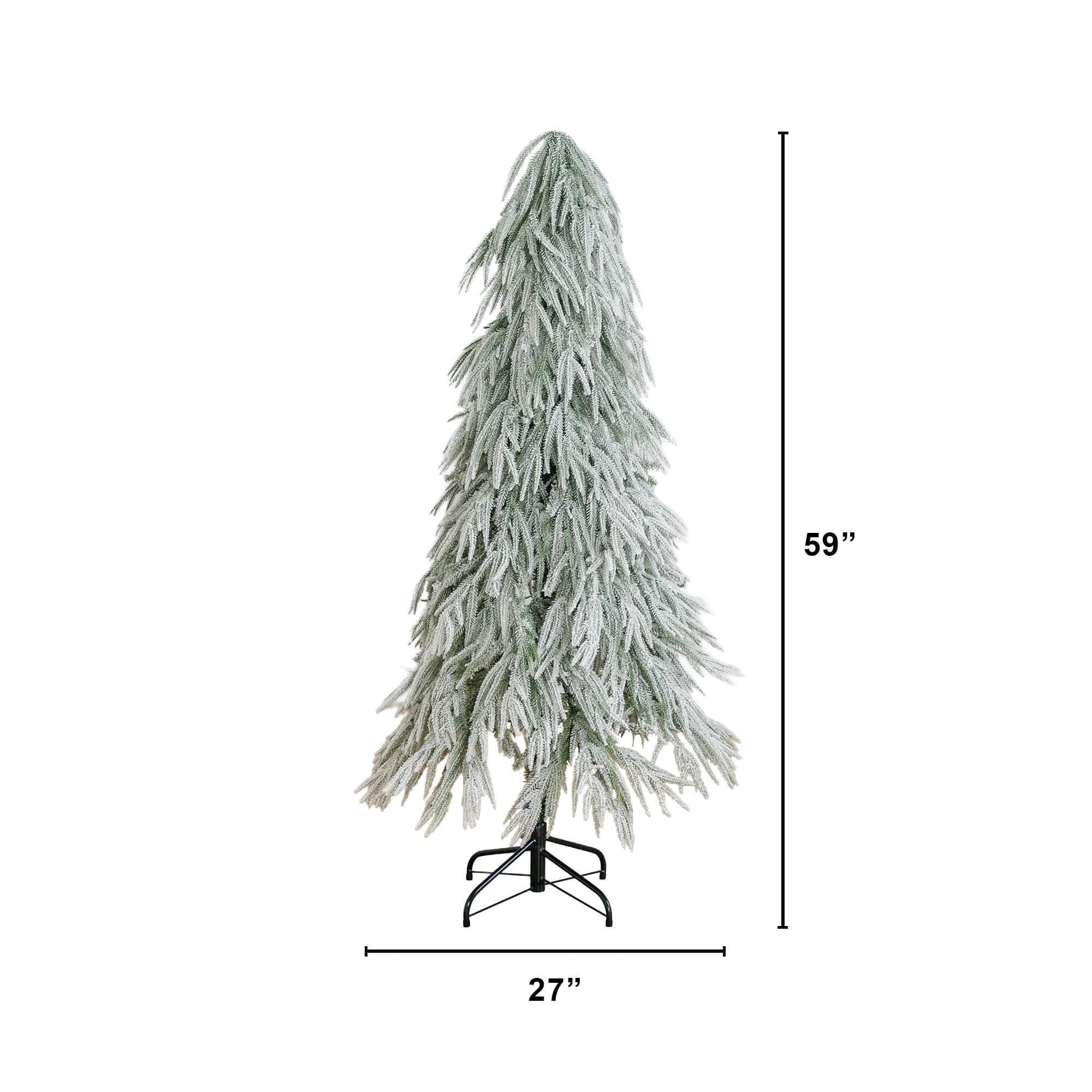Nearly Natural 5ft. Pre-Lit Artificial Flocked Down Swept Christmas Tree, Warm White LED Lights
