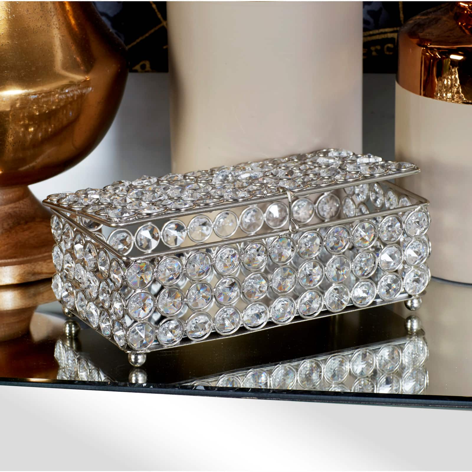 Silver Crystal Glam Jewelry Box