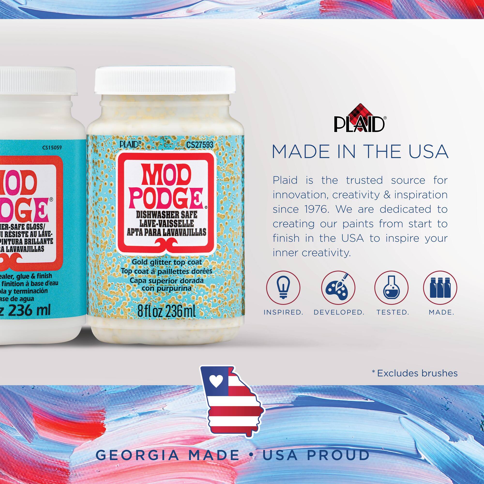 Mod Podge ® Dishwasher Safe Gloss/Glitter & Brush Kit