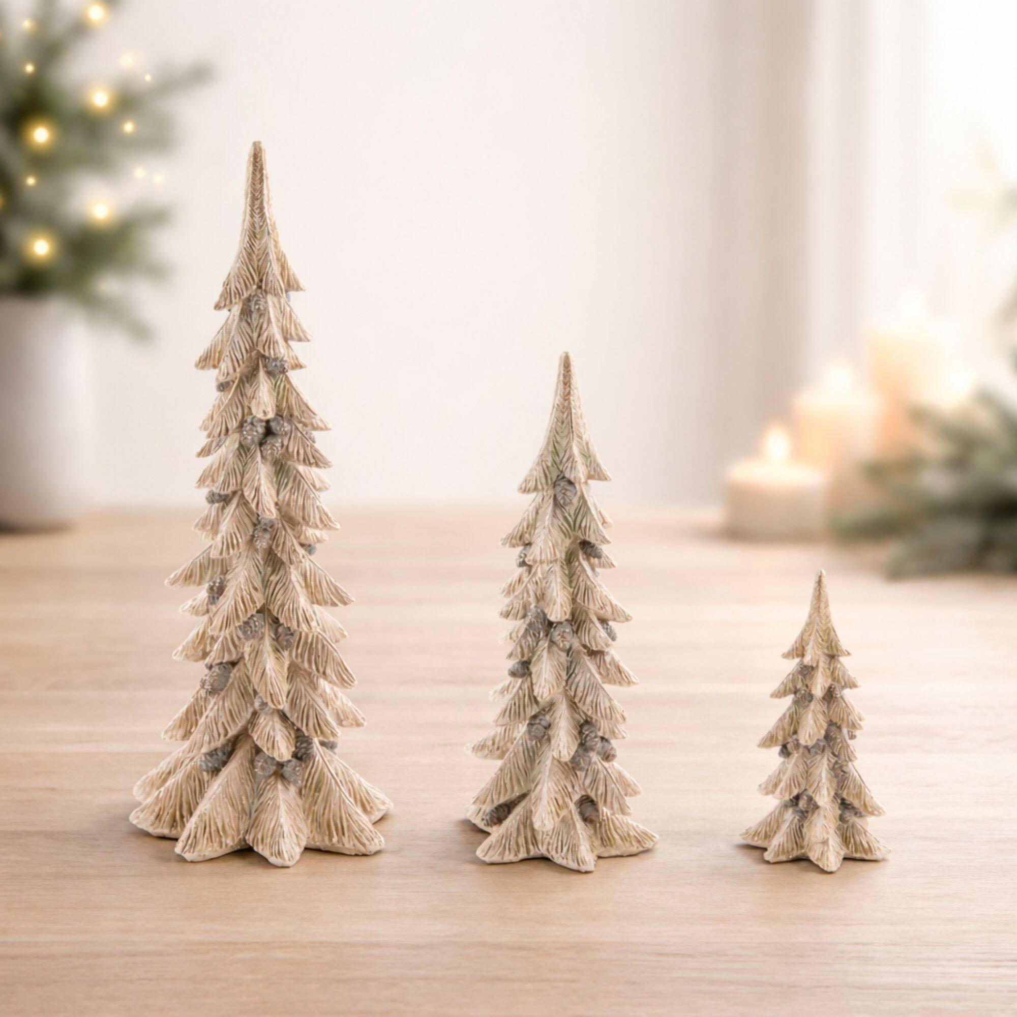 Melrose Gold Metallic Pine Tree with Pinecones Set