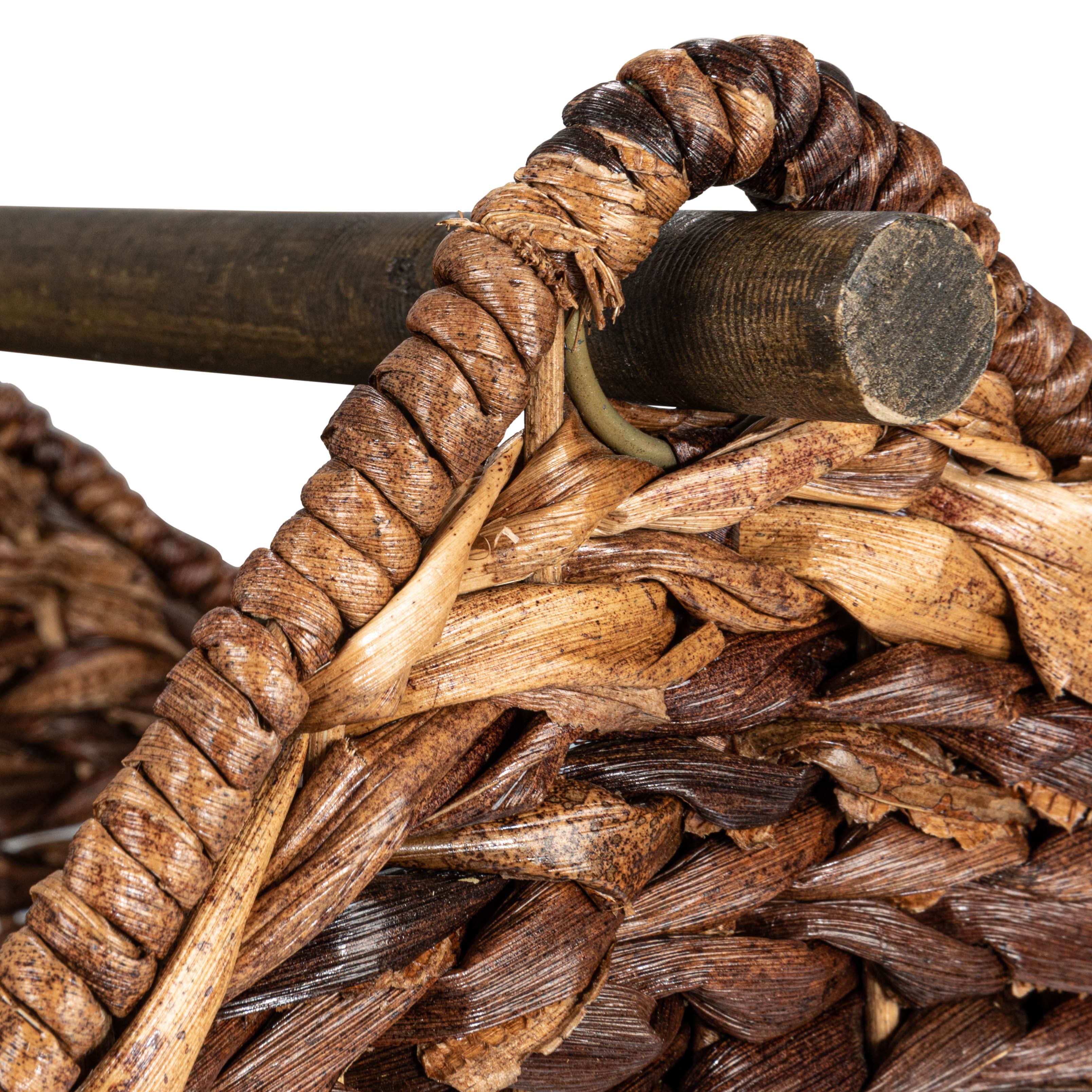 Hello Honey® 16" Bankuan Braided Oval Toilet Paper Basket with Wood Bar