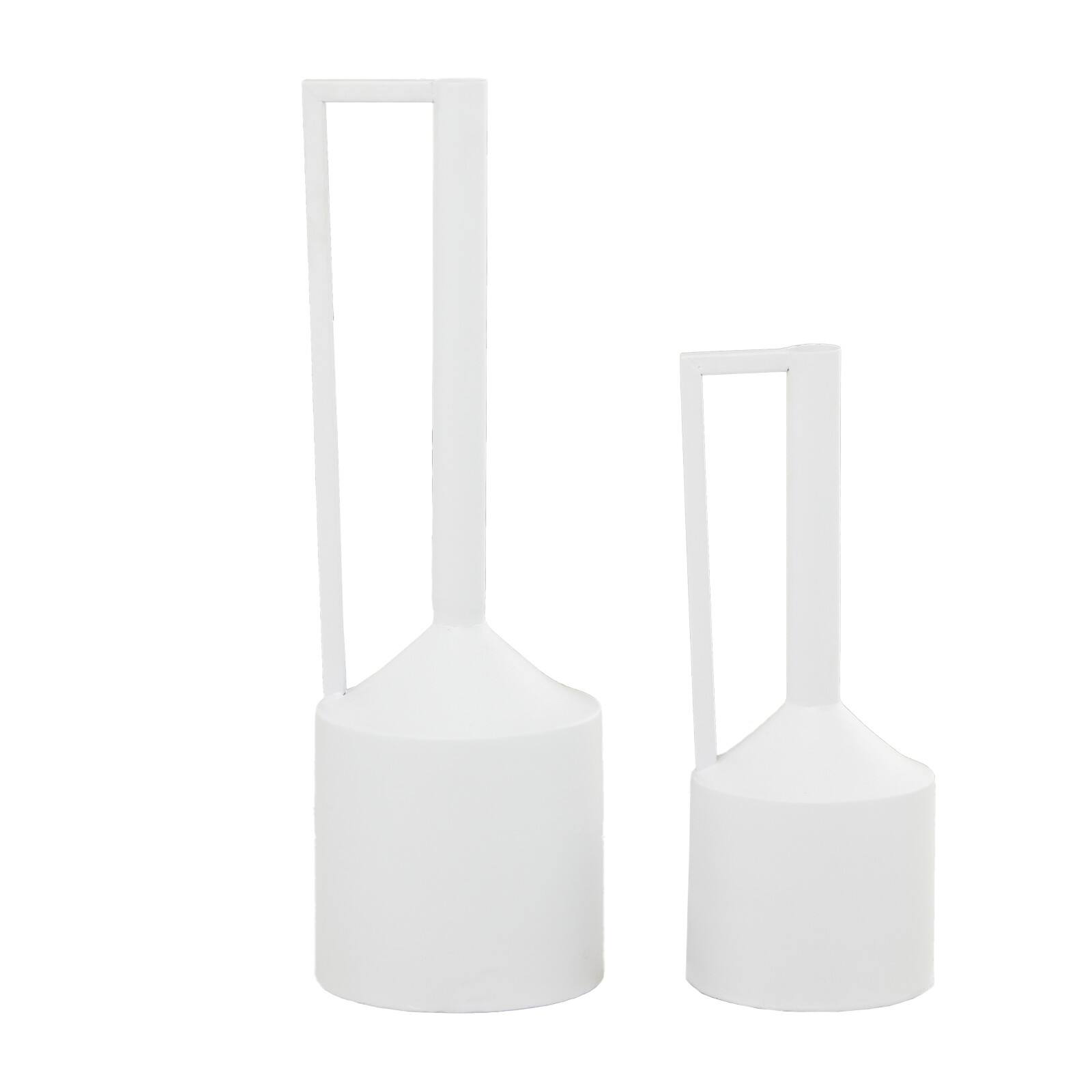 CosmoLiving by Cosmopolitan White Metal Vase with Handles Set of 2 22", 16"