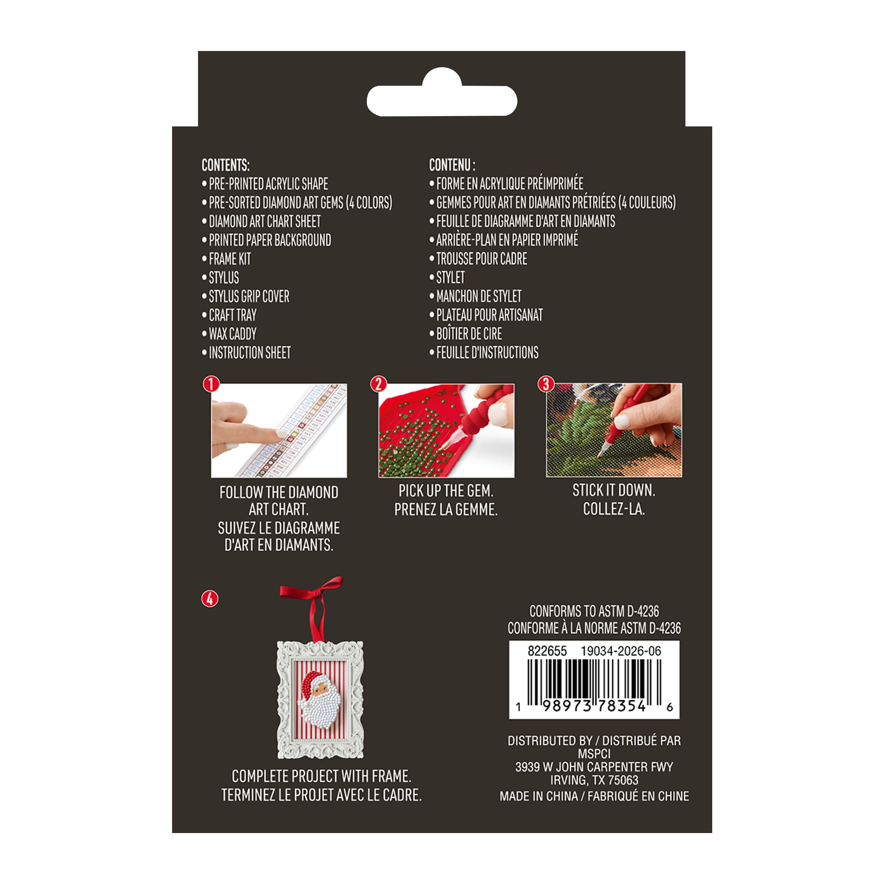 2" x 3" Framed Classic Santa Ornament Diamond Art Kit by Make Market®