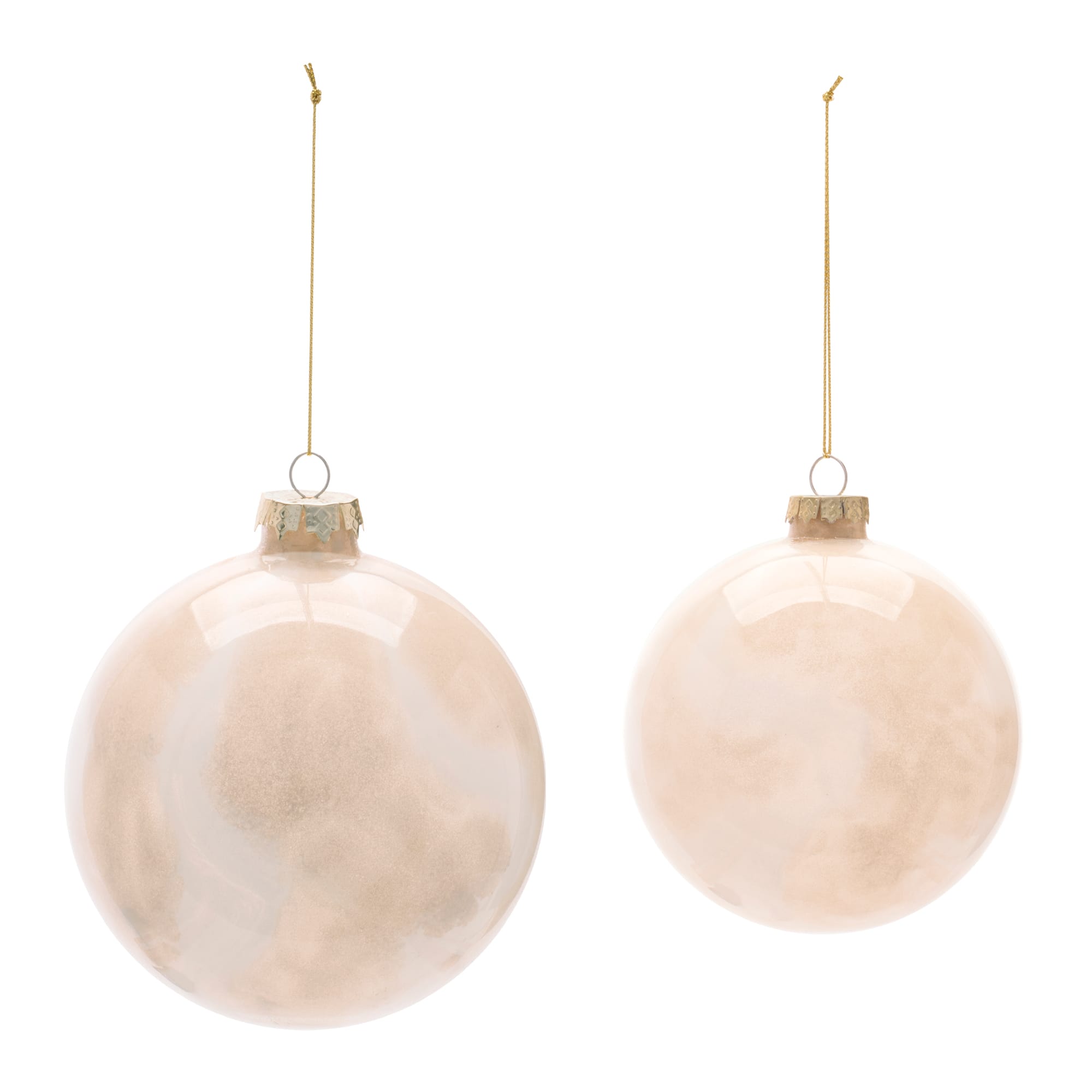 Melrose Beige Frosted Glass Ball Ornament Set