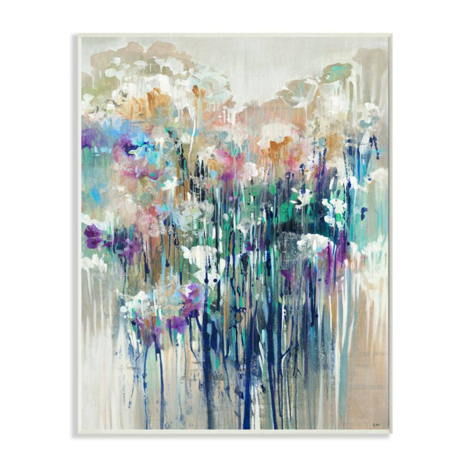 Stupell Industries Abstract Blue Purple Drip White Framed Wall Art