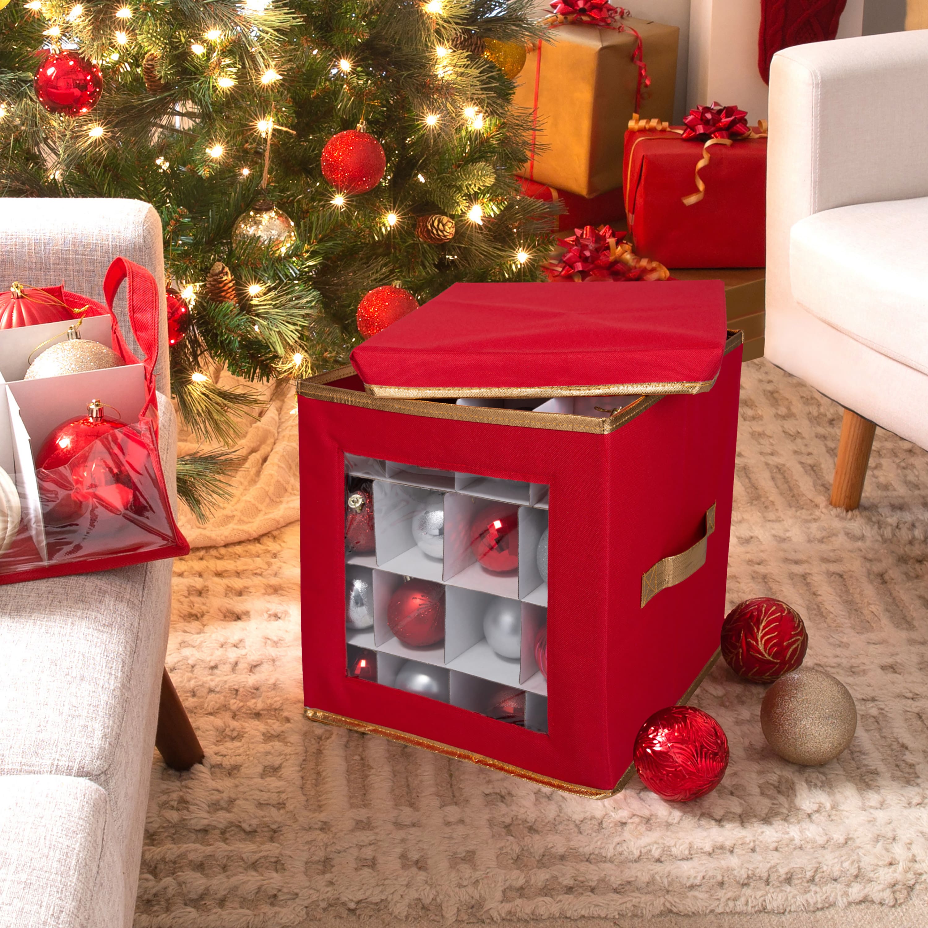 Simplify Small Ornament Storage Box with See-Through Window