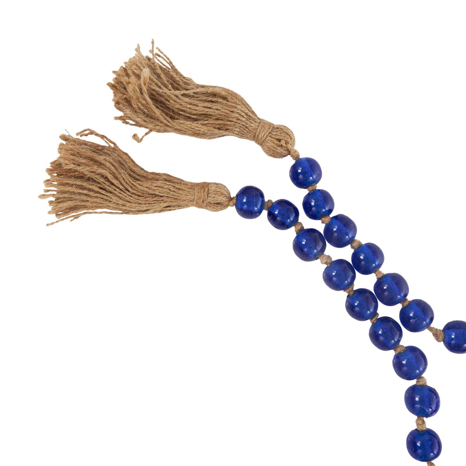 86.5" Handmade Round Glass Beaded Garland with Jute Tassel