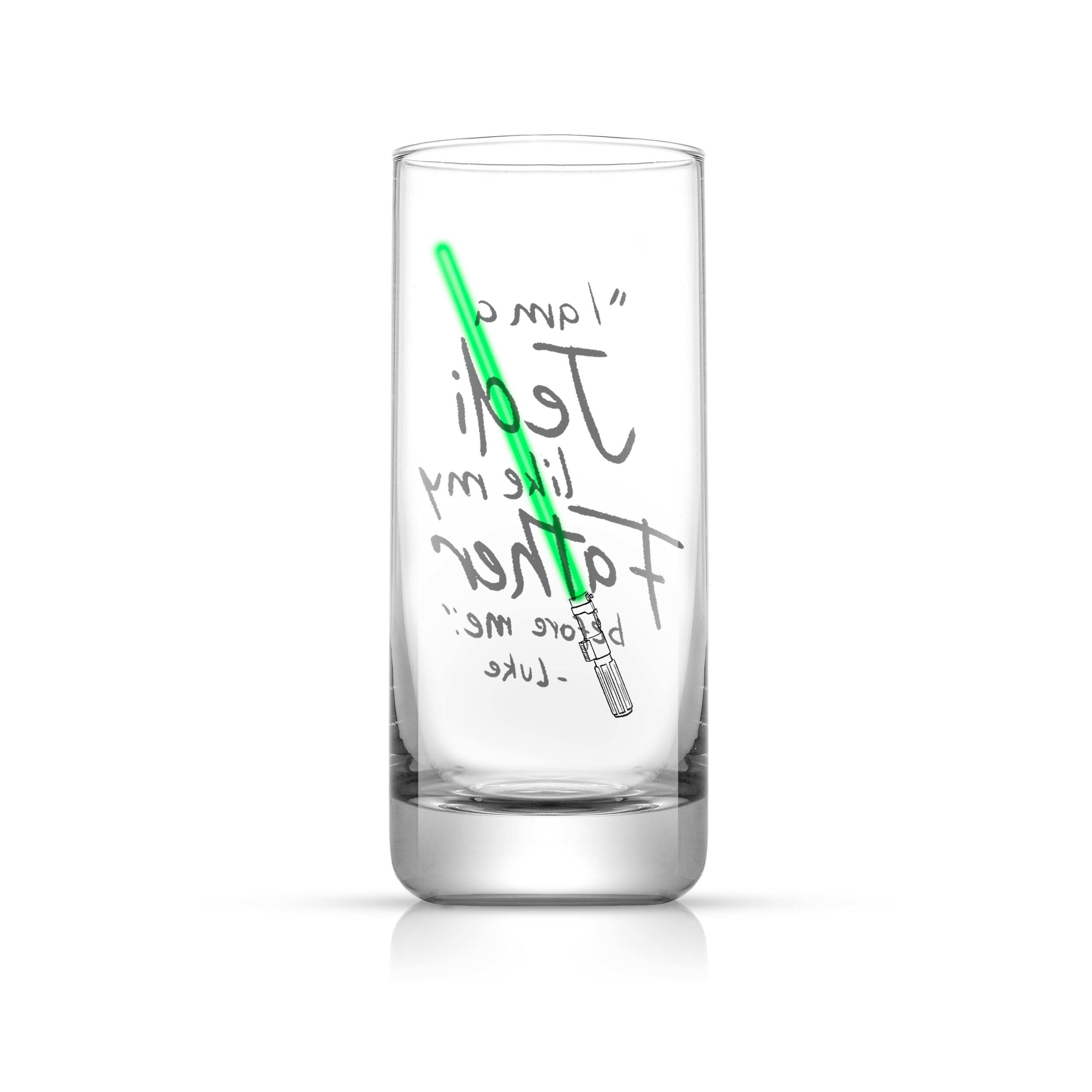 JoyJolt® Star Wars™ 14.2oz. New Hope Luke Skywalker Green Lightsaber Tall Drinking Glass, 2ct.