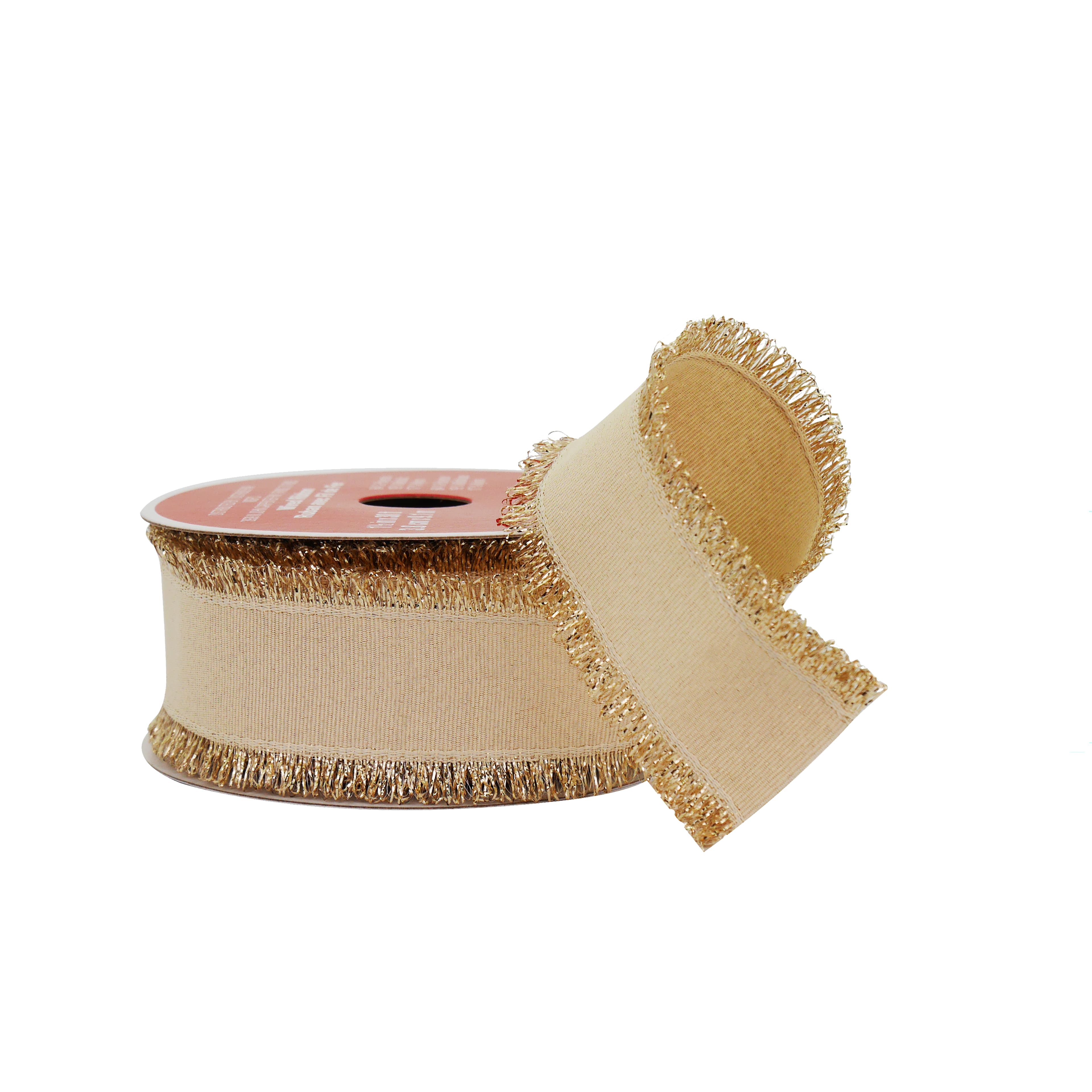 1.5&#x22; x 30ft. Gold Tinsel Edged Wired Metallic Ribbon by Celebrate It&#xAE;