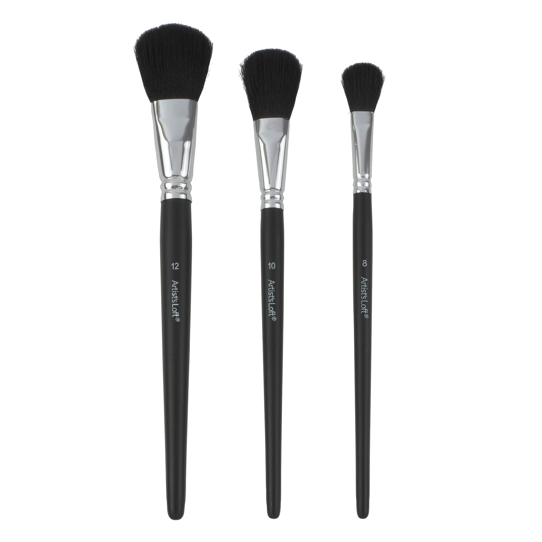 Black Taklon 3 Piece Mixed Media Oval Mop Brush Set by Artist's Loft®
