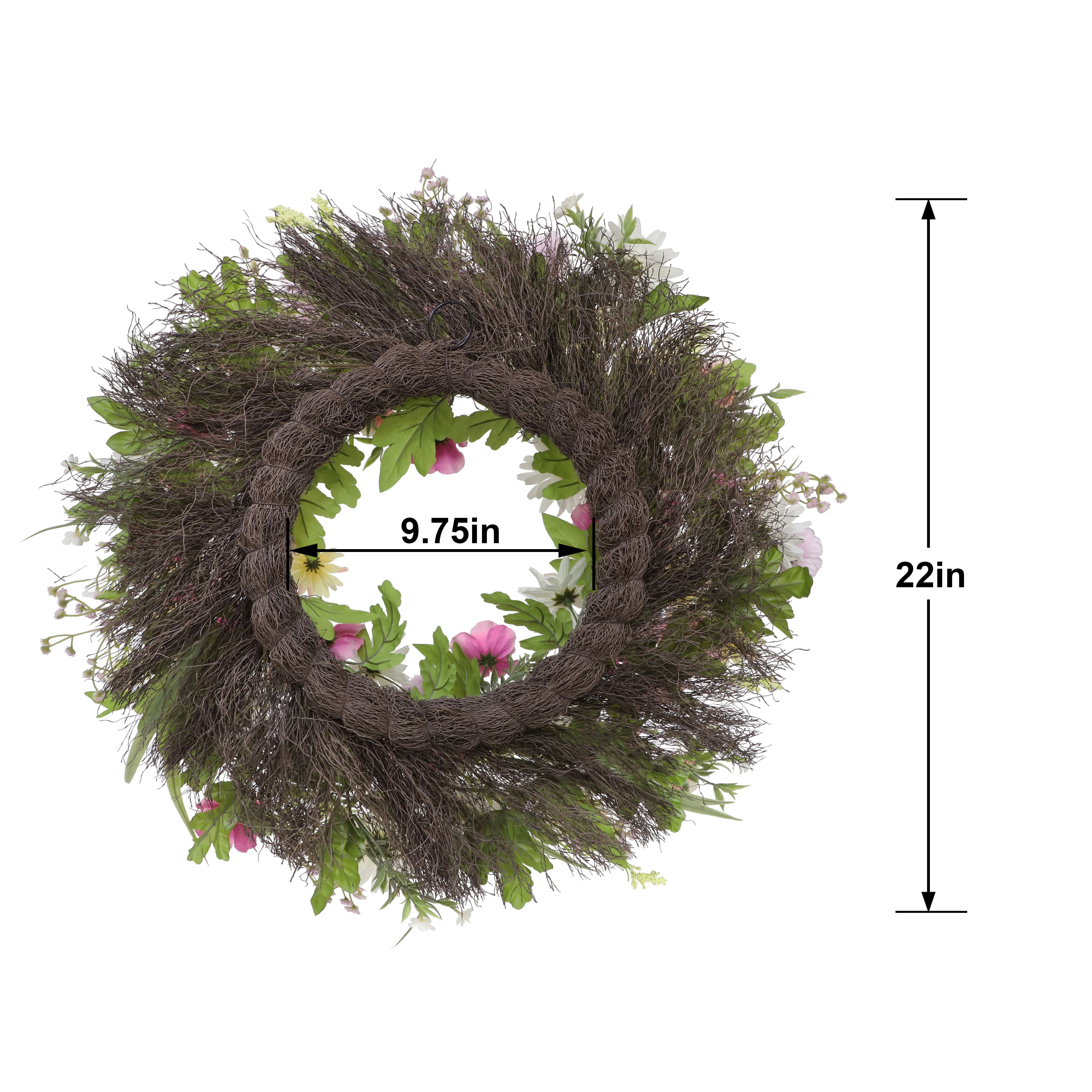 22" Pink, Cream & Yellow Daisy & Butterfly Mix Wreath by Ashland®