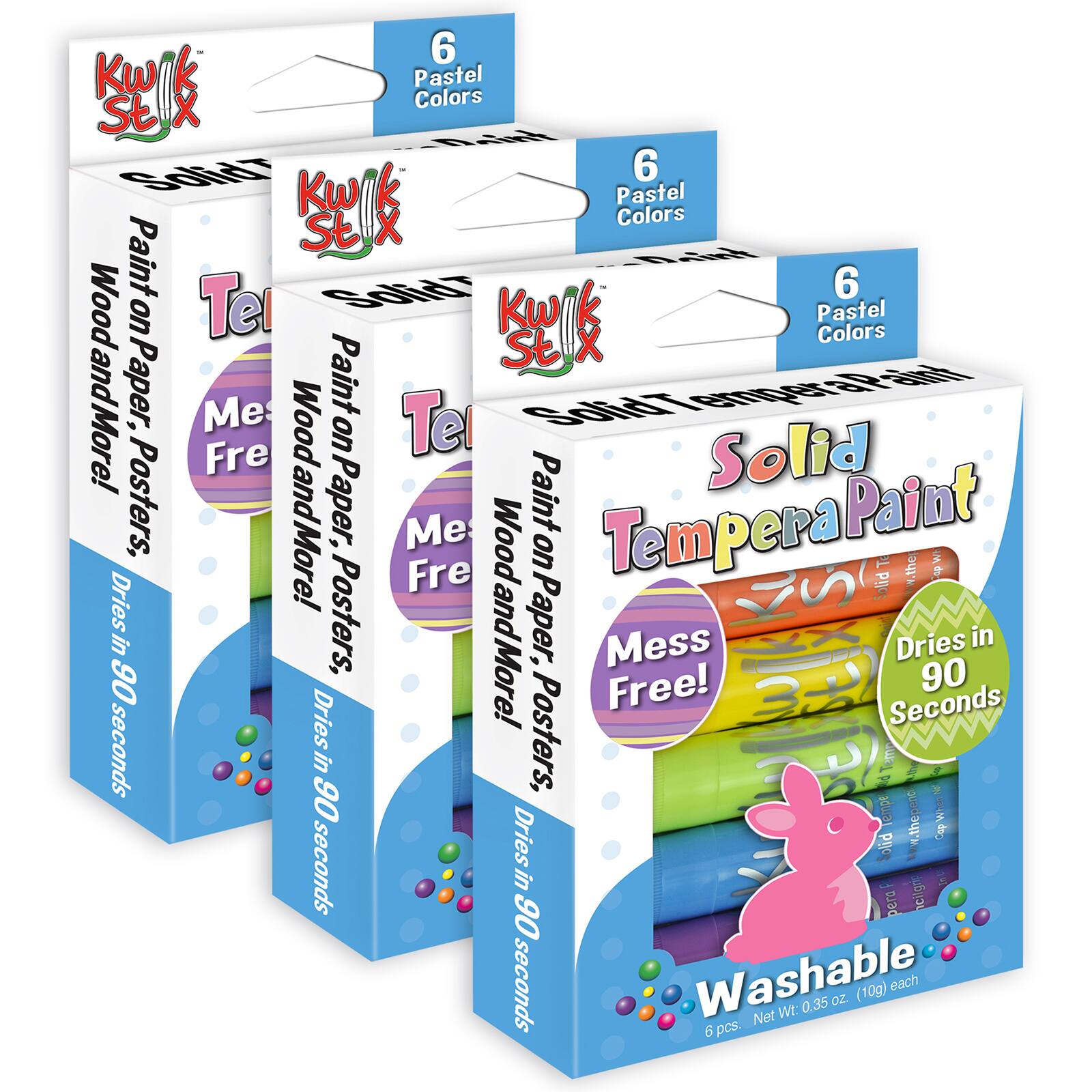 Kwik Stix™ Easter Edition Tempera Paint Sticks, 3 Packs of 6