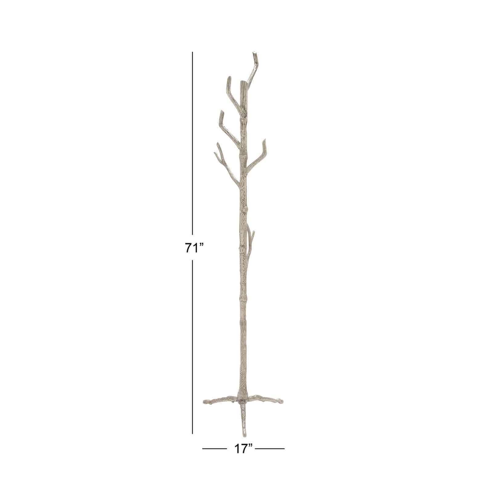Silver Aluminum Eclectic Coat Rack, 71" x  17" x  17"