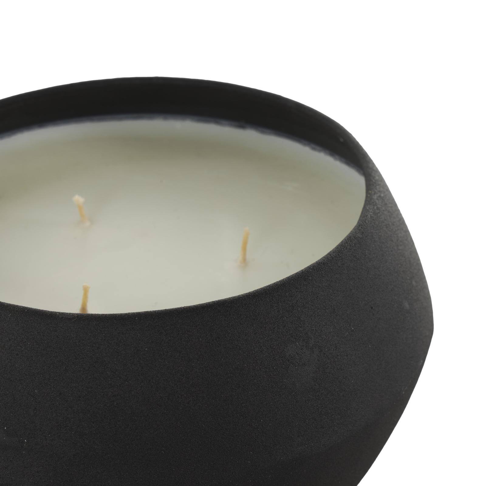 Ivory and Iris 30oz. Black with White Wax 3 Wick Creamy Vanilla Swirl Scented Textured Metal Candle