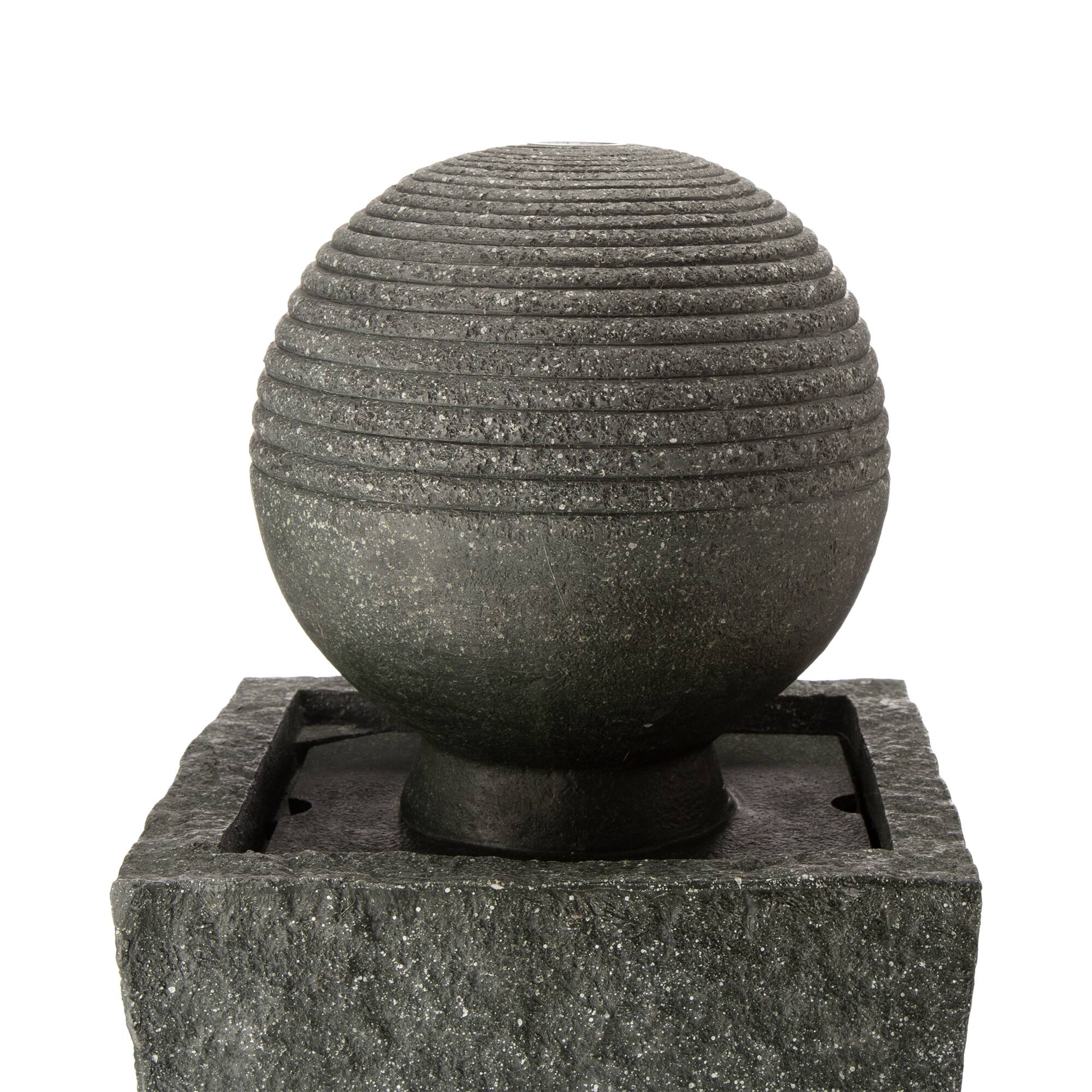 Glitzhome® 32" Polyresin Rippling Floating Sphere Outdoor Fountain with LED Light