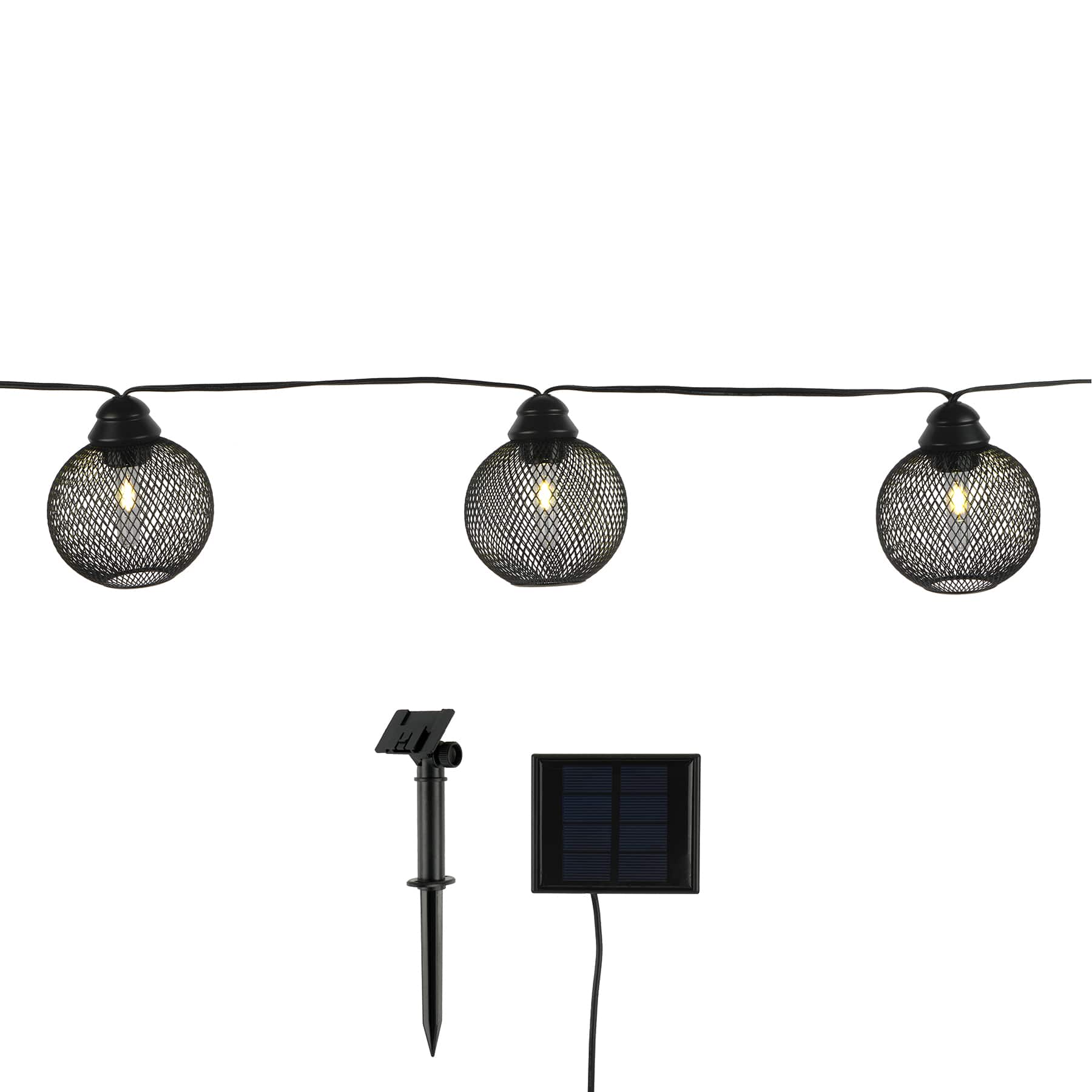 10ct. Black Wire Globe LED Solar String Lights by Ashland®