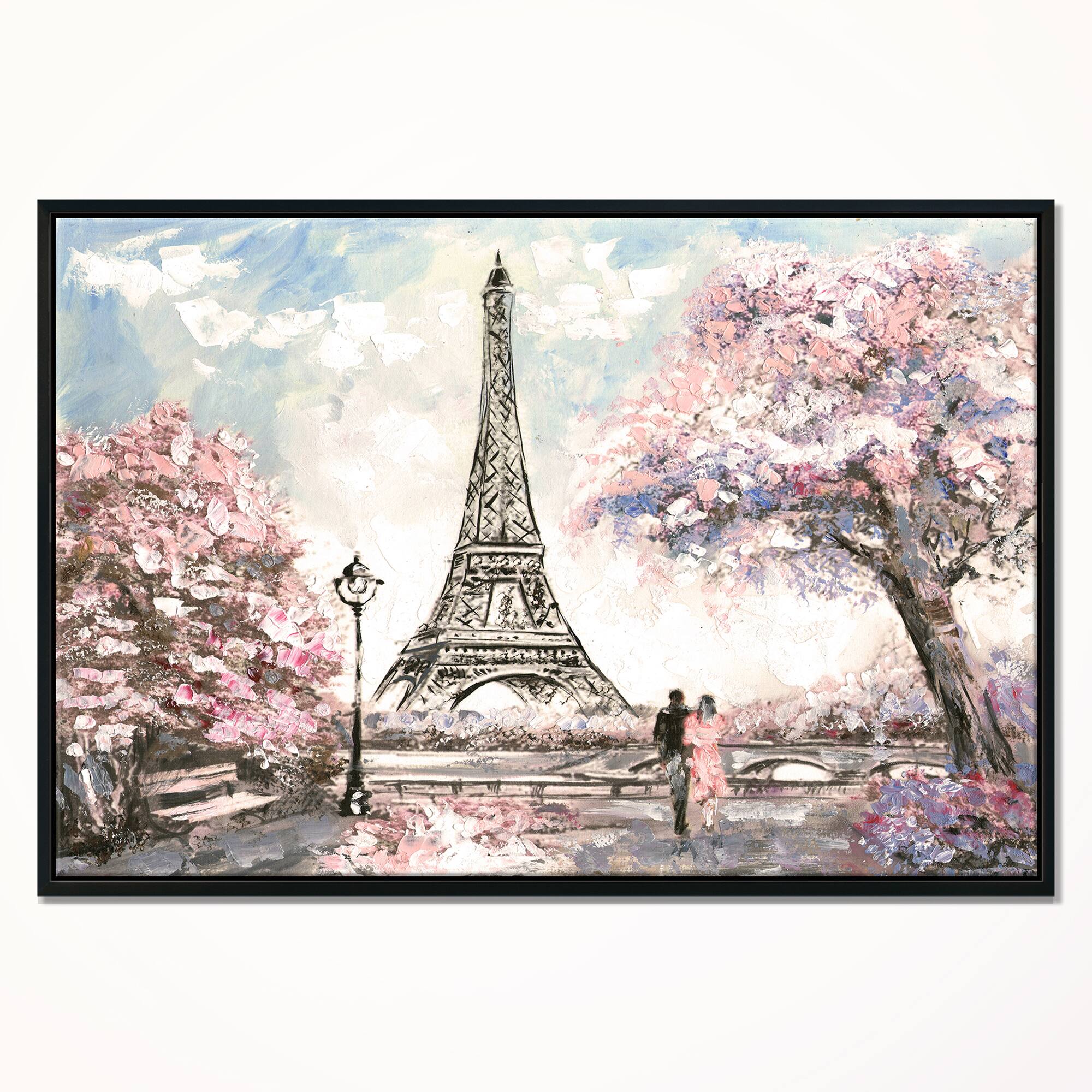 Designart - Eiffel with Pink Flowers