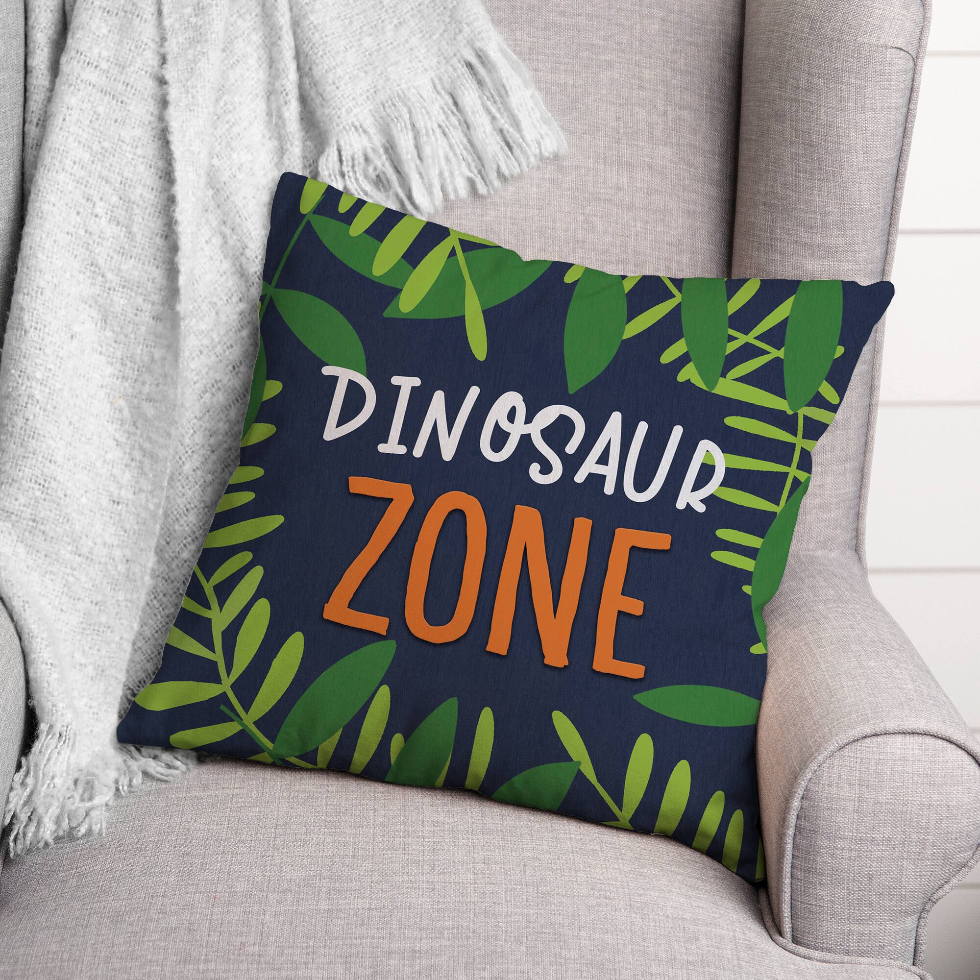 Dinosaur Zone 18" x 18" Throw Pillow
