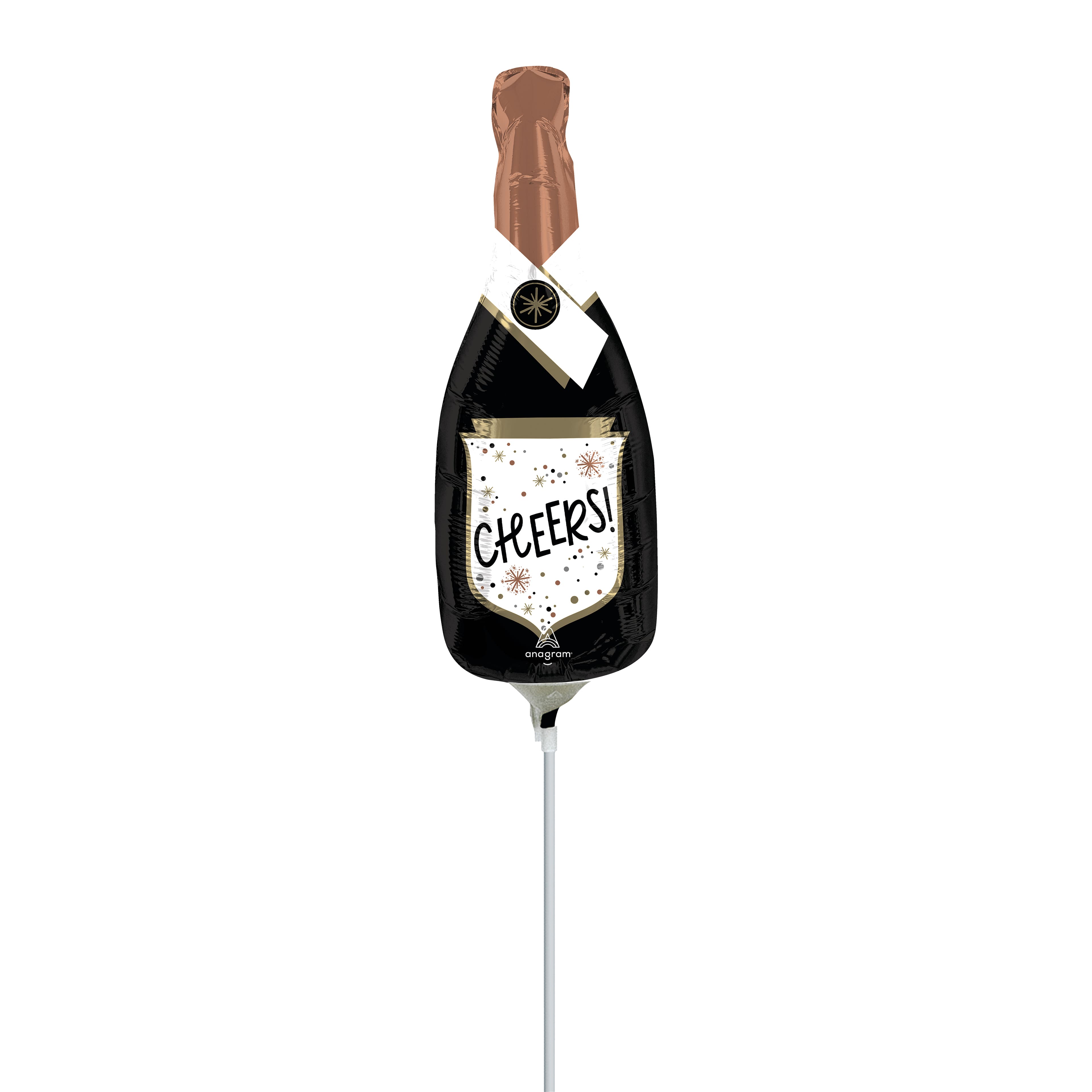 14" Bubbly Bottle Foil Balloon Stick