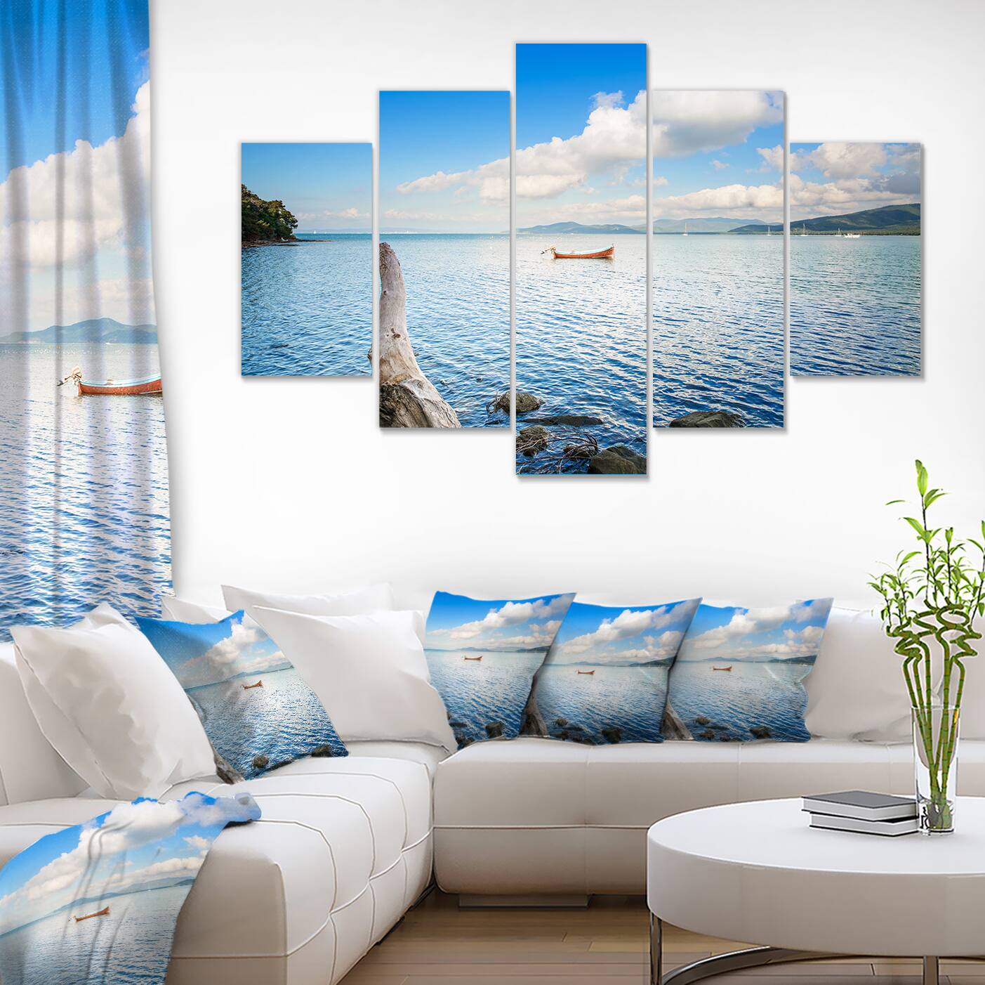 Designart - Small Wooden Boat and Tree Trunk