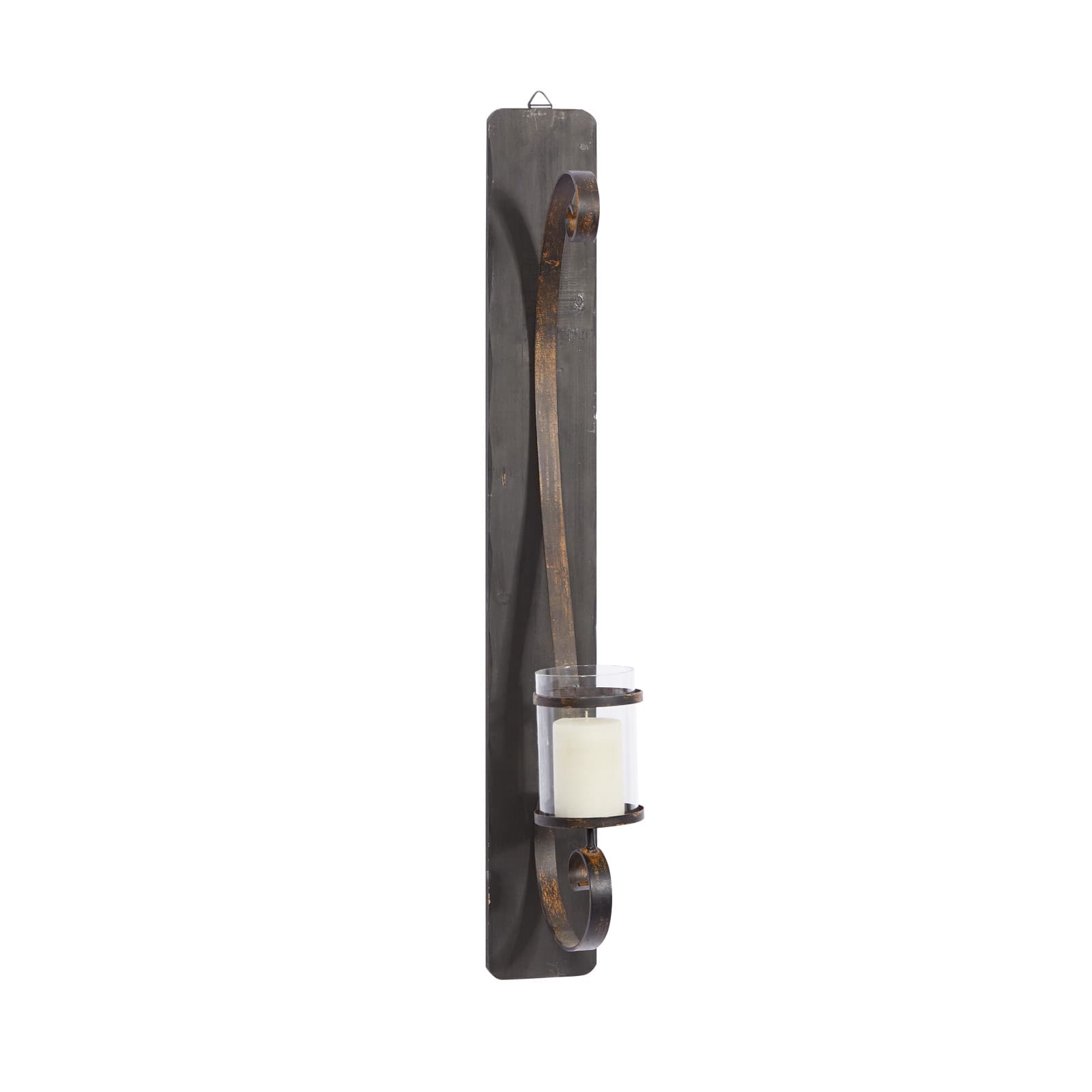 Black Iron Rustic Candle Wall Sconce, 36" x 8" x 5"