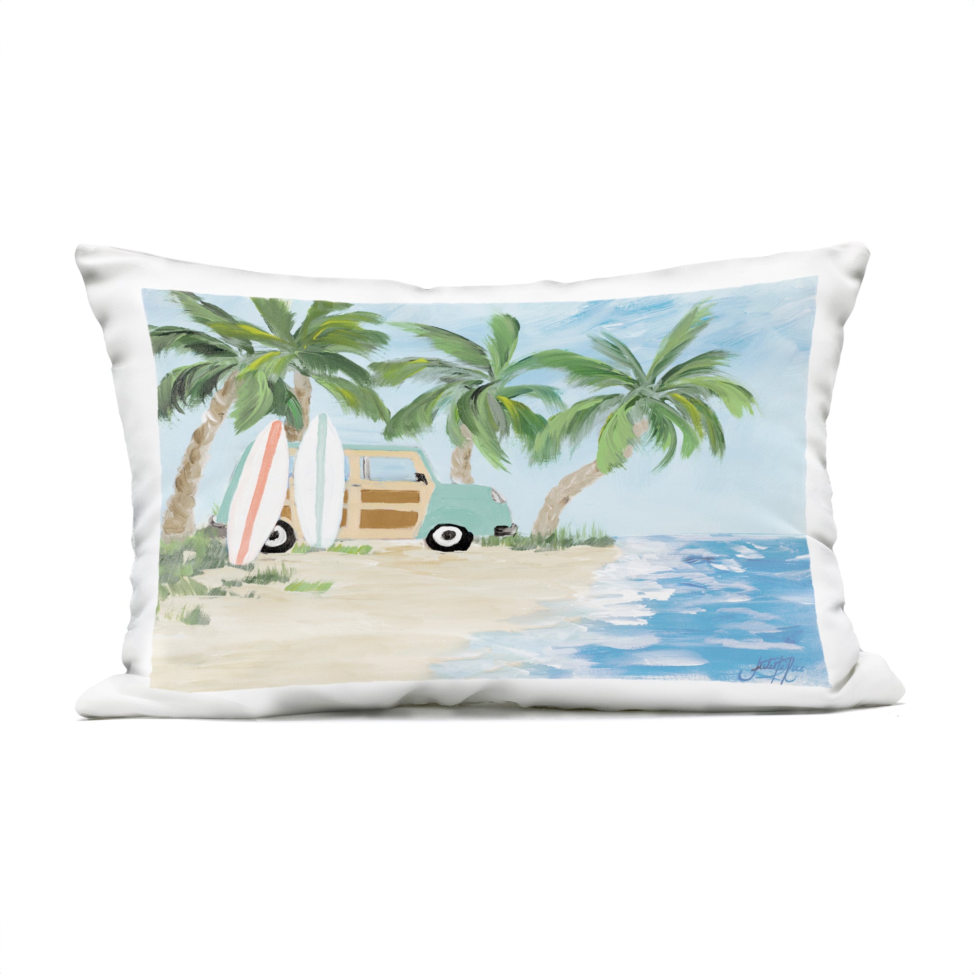 Stupell Industries 14" x 20" Tropical Vacation on Shore Outdoor Print Throw Pillow