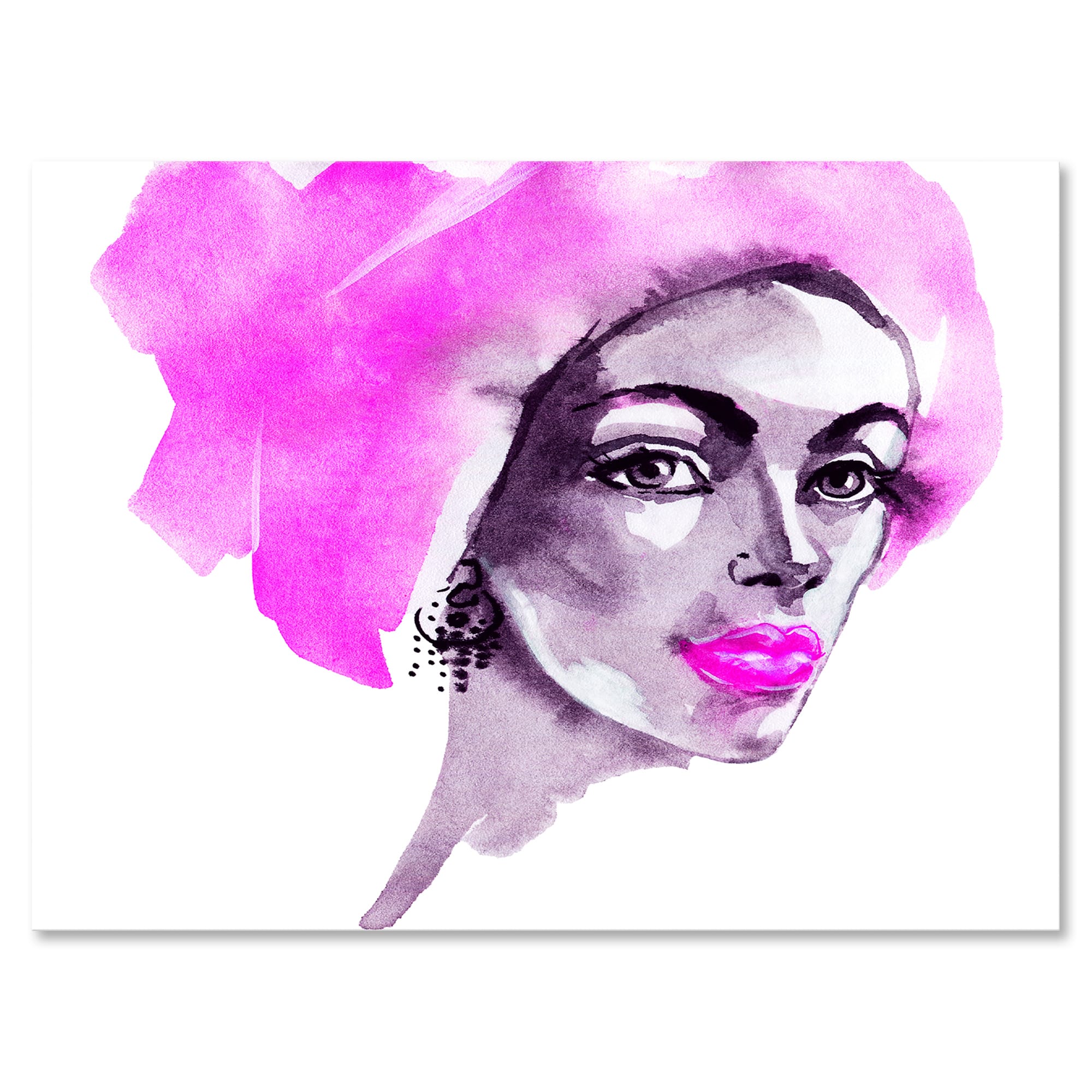 Designart - African American Woman Fashion Portrait - Modern Canvas Wall Art Print