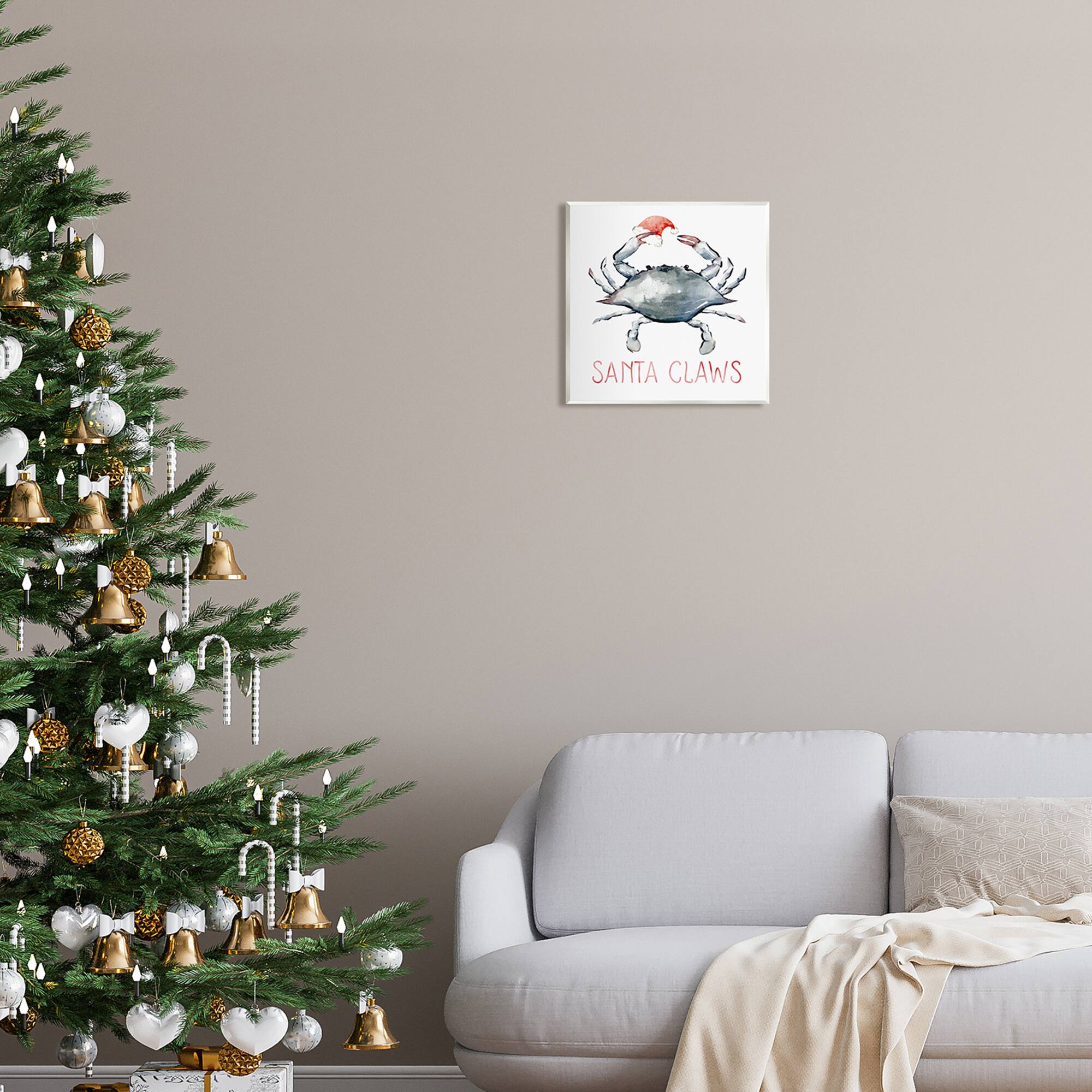 Stupell Industries Santa Claws Holiday Crab Wall Plaque Art