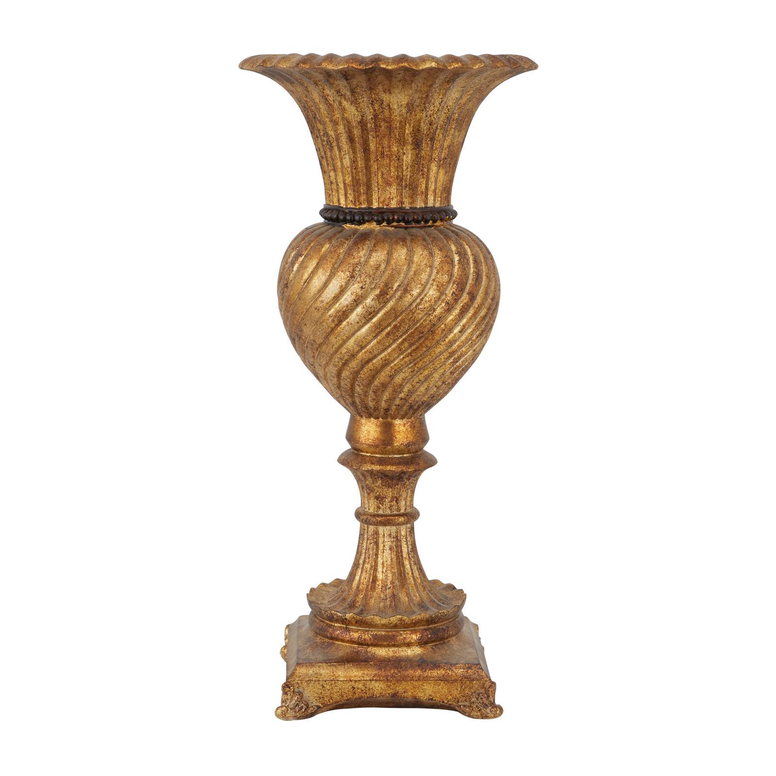 Gold Polystone Traditional Vase, 22" x 10" x 10"