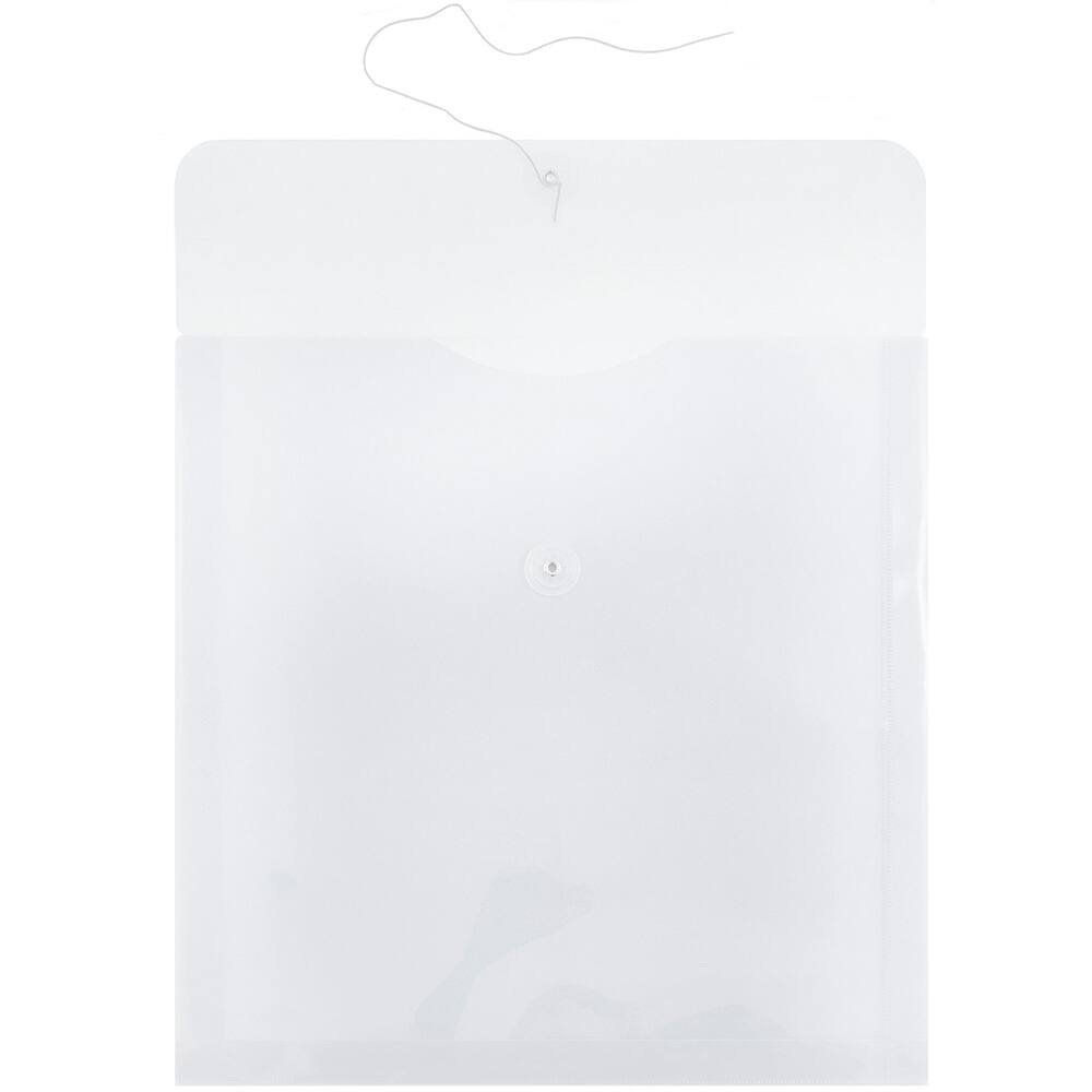 JAM Paper Large Clear Square Plastic Envelopes with Button & String Tie Closure, 12ct.