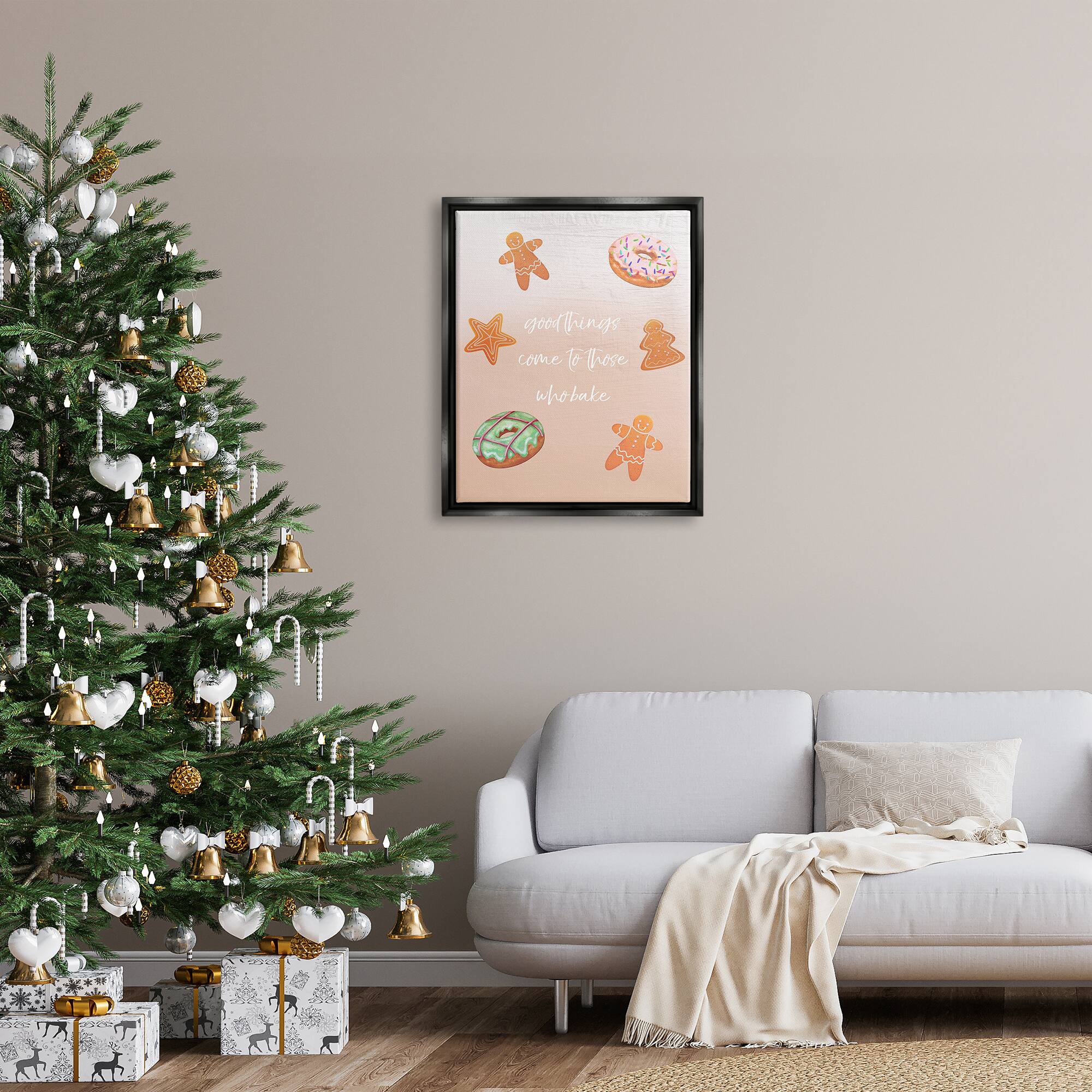 Stupell Industries Those Who Bake Holiday Cookies Framed Floater Canvas Wall Art
