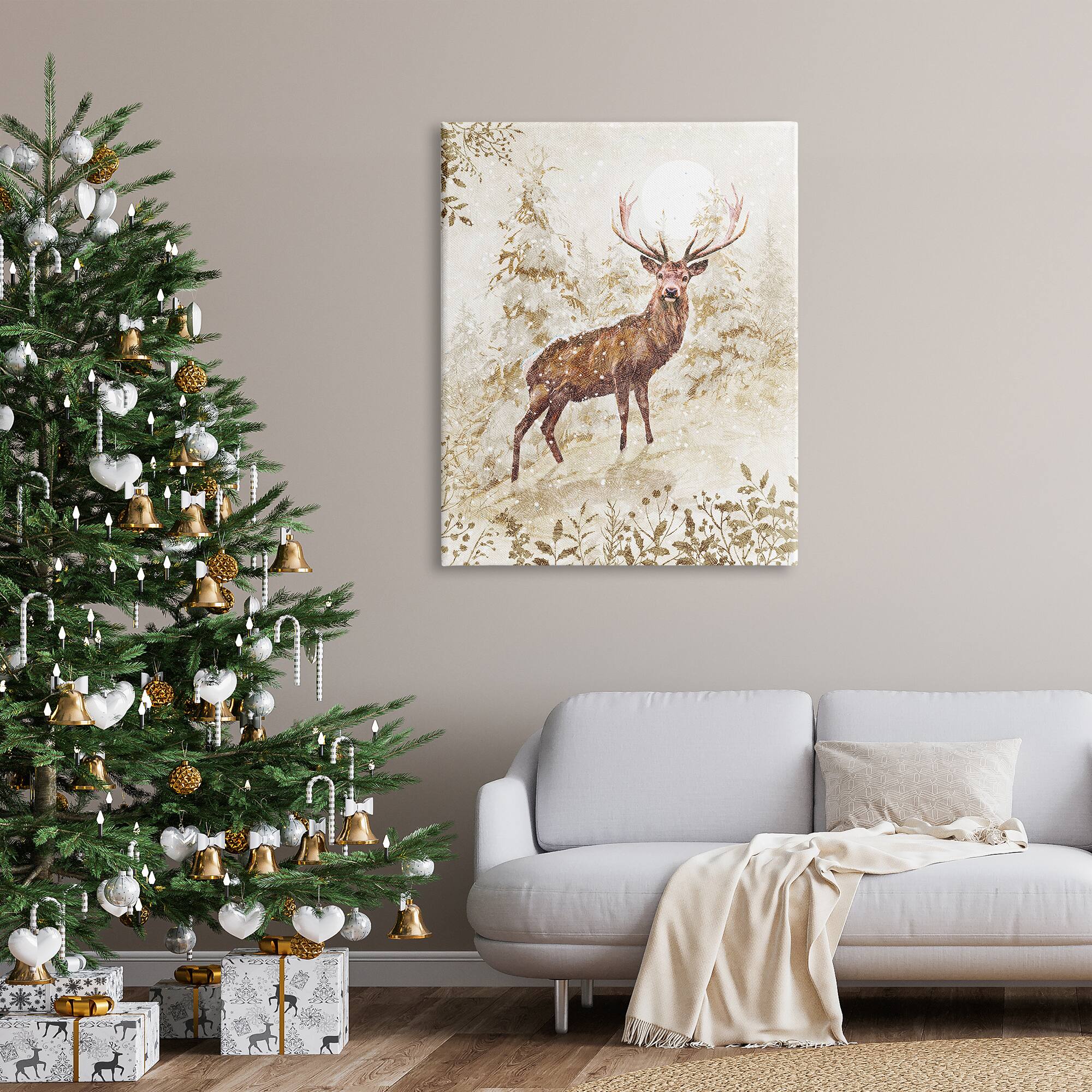 Stupell Industries Elk Snow Covered Forest Canvas Wall Art