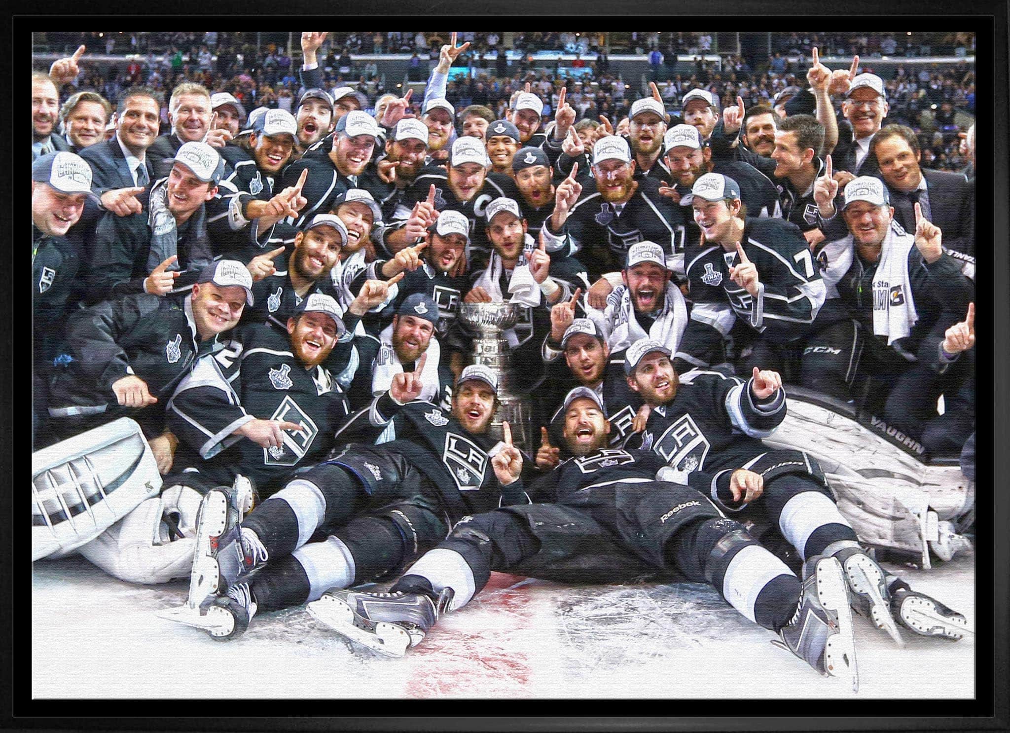 Los Angeles Kings 20" x 29" Framed Canvas 2014 Stanley Cup 31.5" x 22.5"