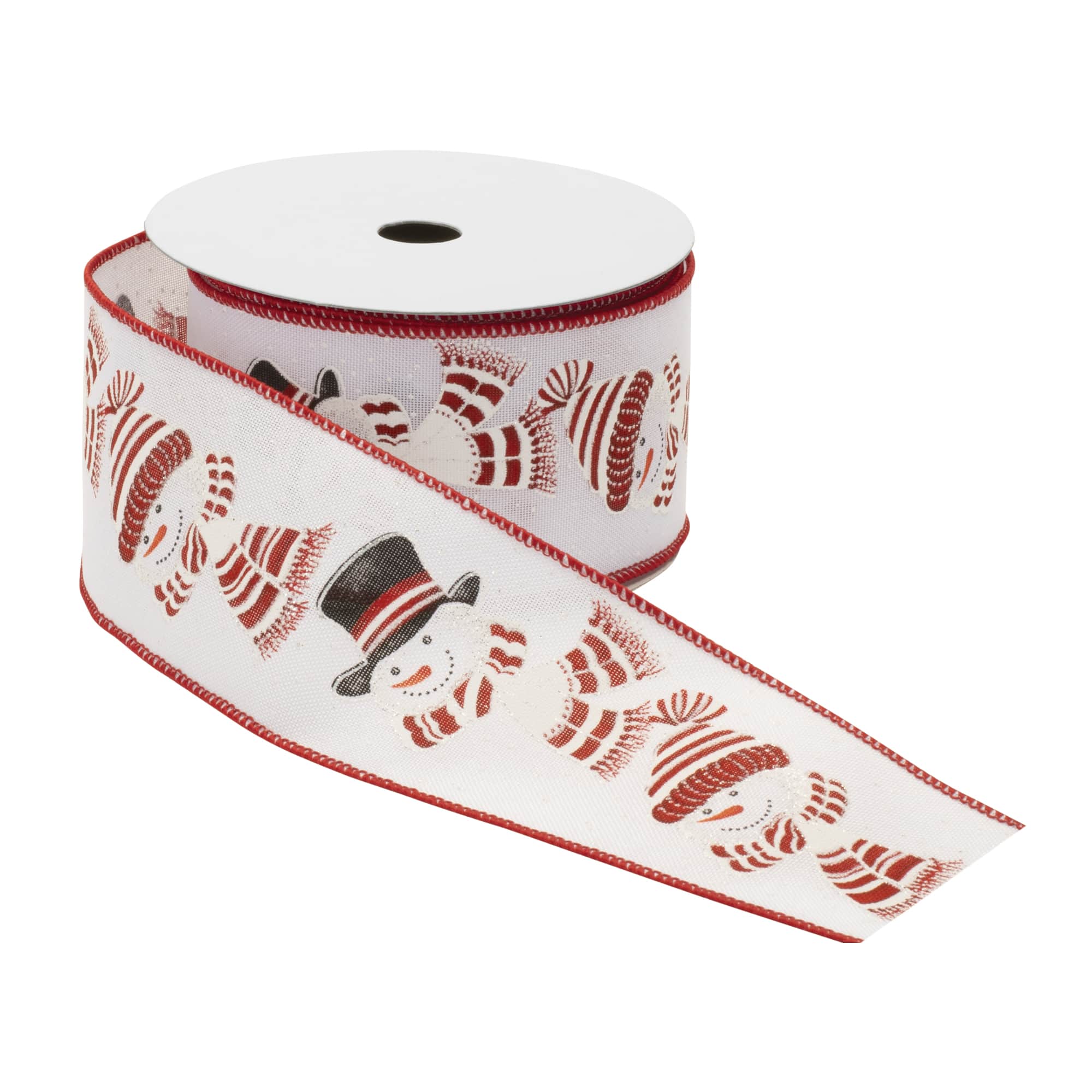2.5" x 10yd. Glittered Snowman Wired Ribbons, 2ct.
