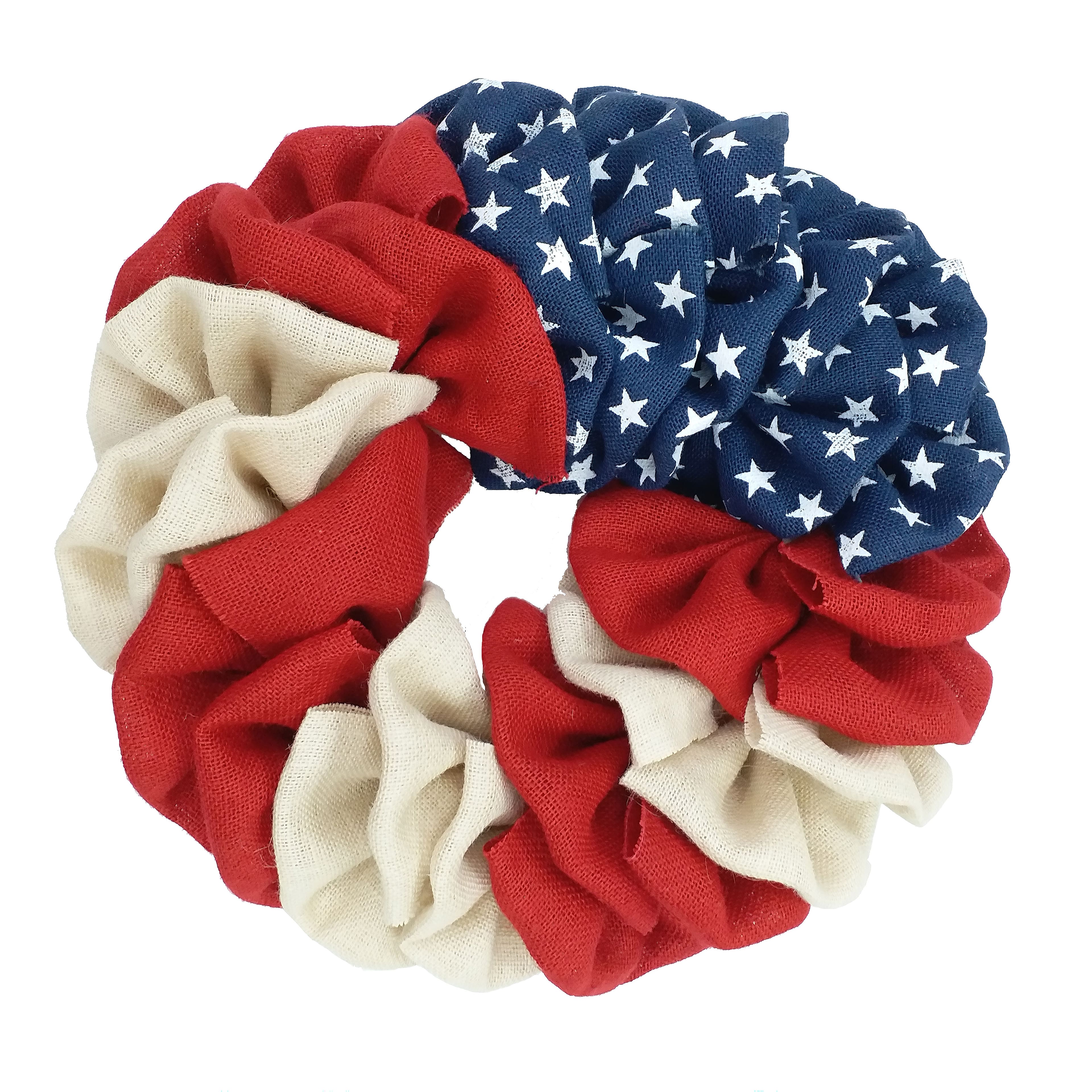 Red, White & Blue 20" Burlap US Flag Wreath by Celebrate It®