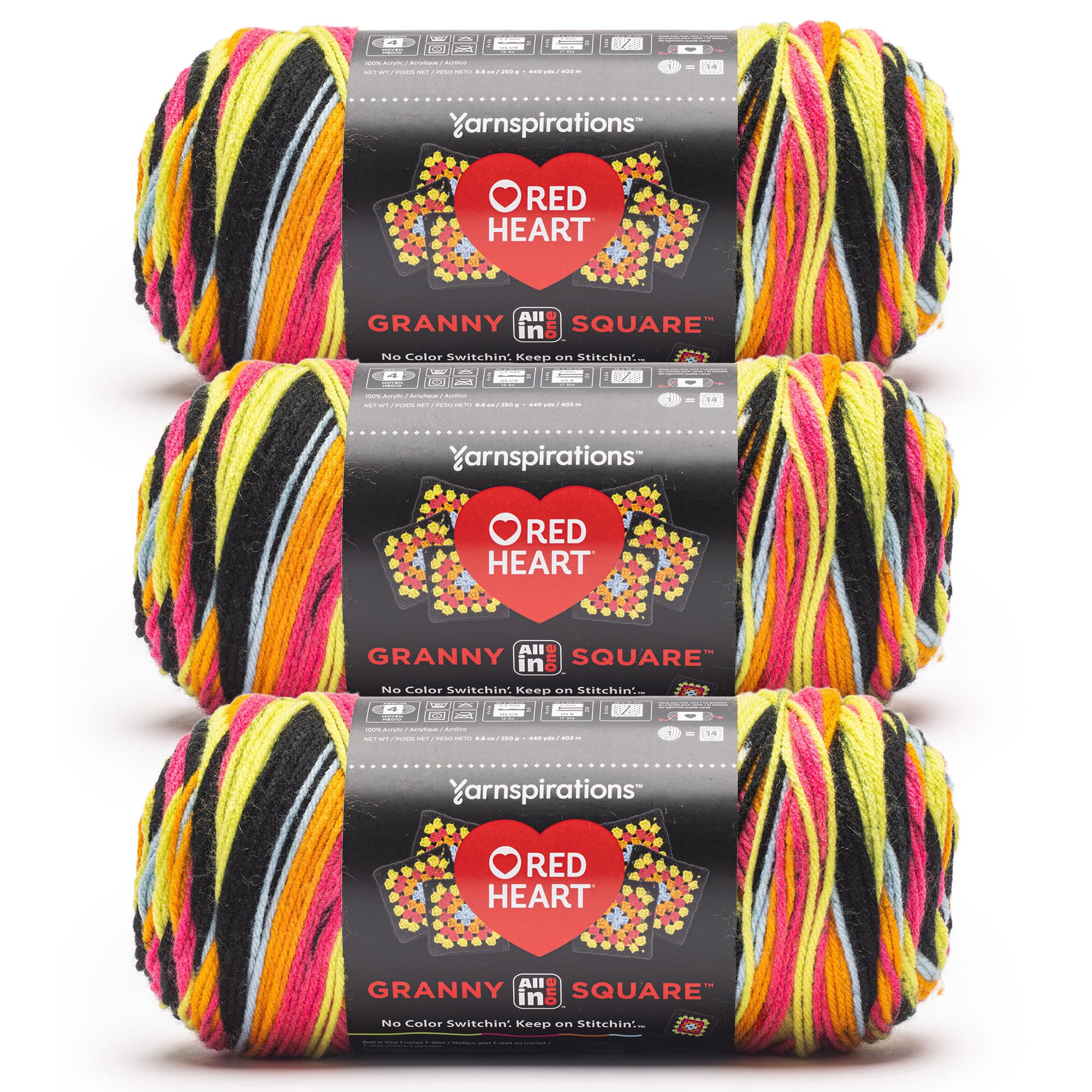 3 Pack Red Heart® All in One™ Granny Square™ Yarn
