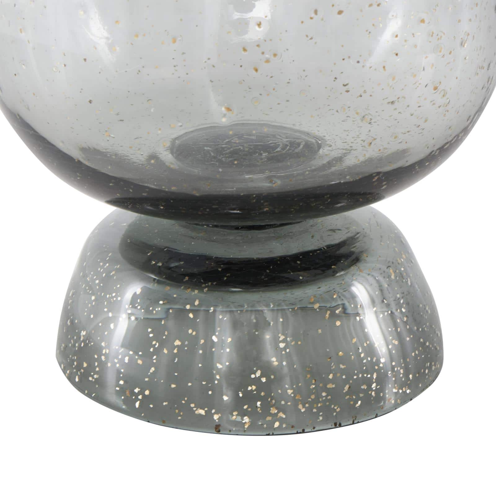 Black Glass Vase Set with Wavy Opening & Gold Speckles