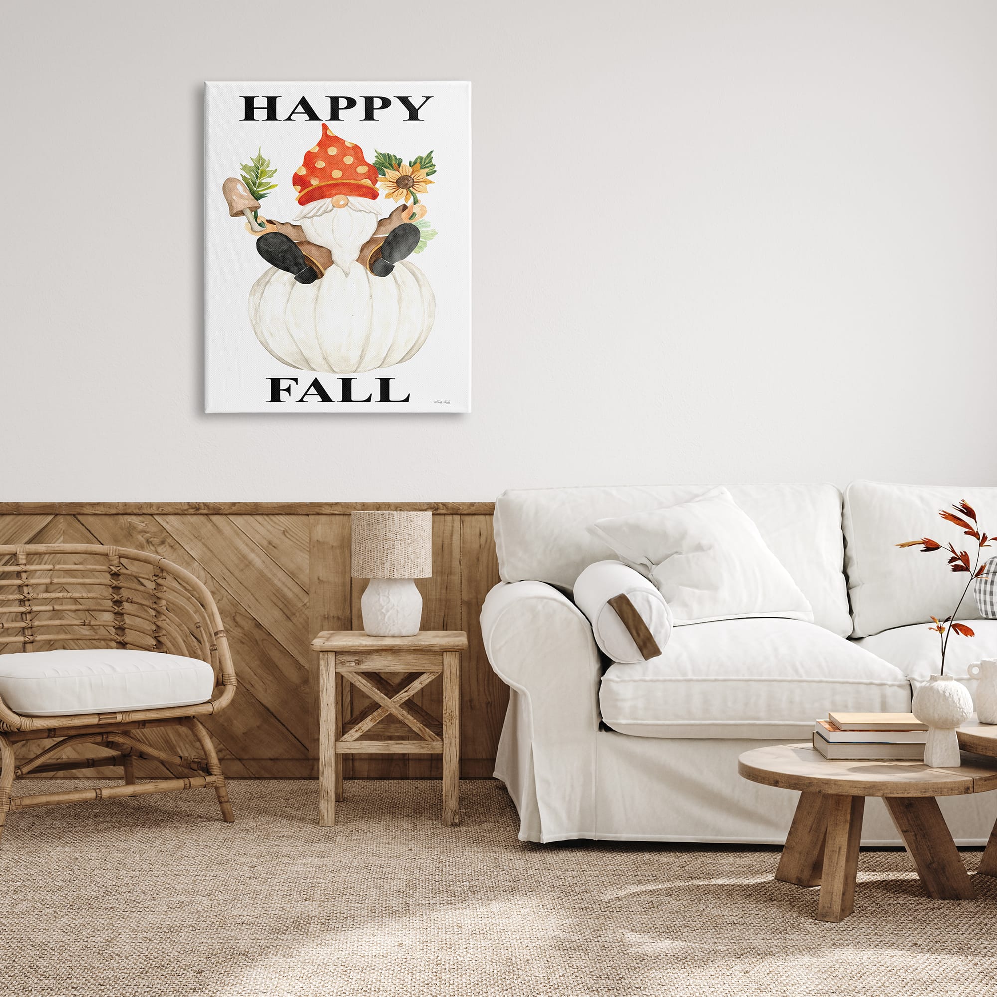 Stupell Industries Happy Fall Whimsical Gnome Canvas Wall Art