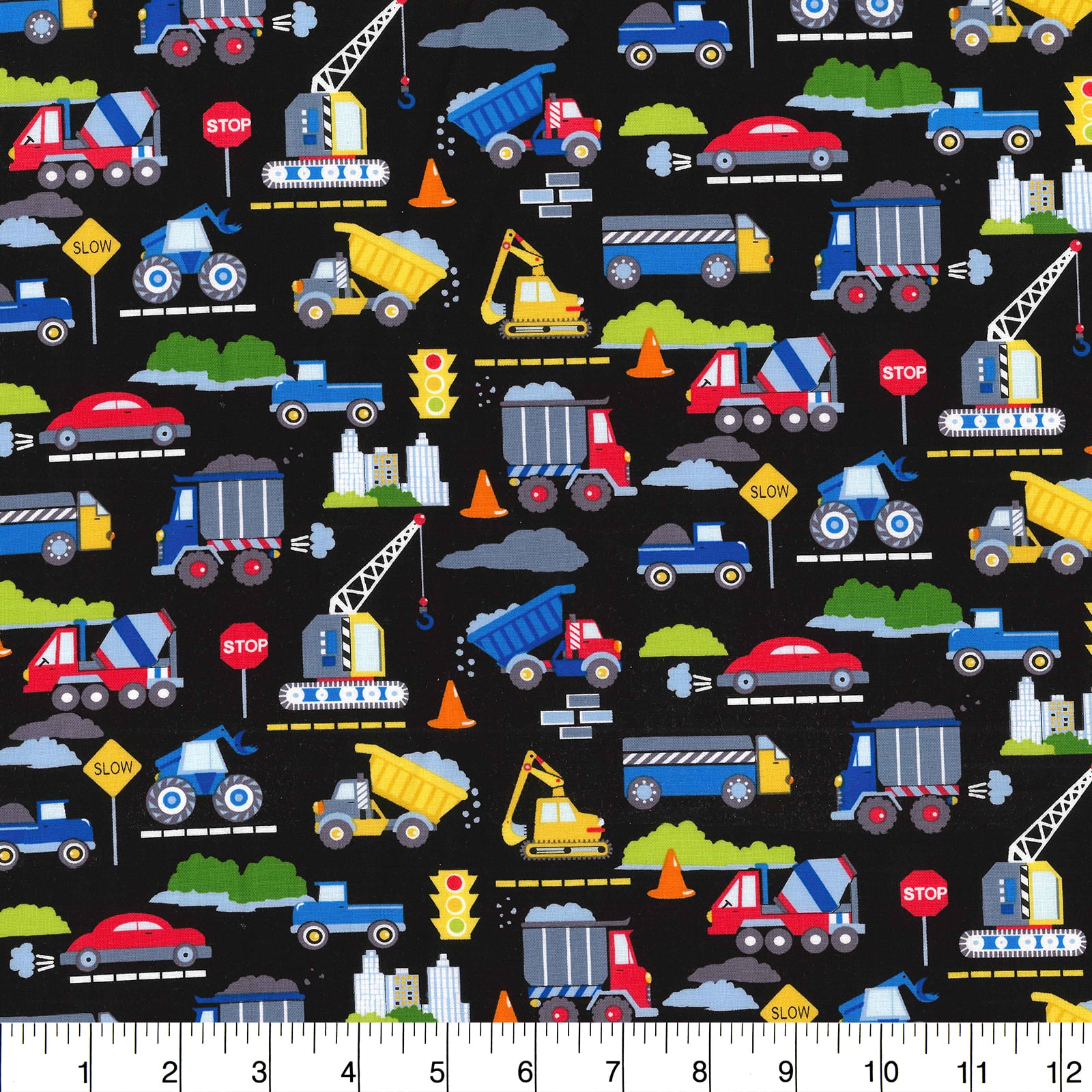 Fabric Traditions Black Construction Cotton Fabric