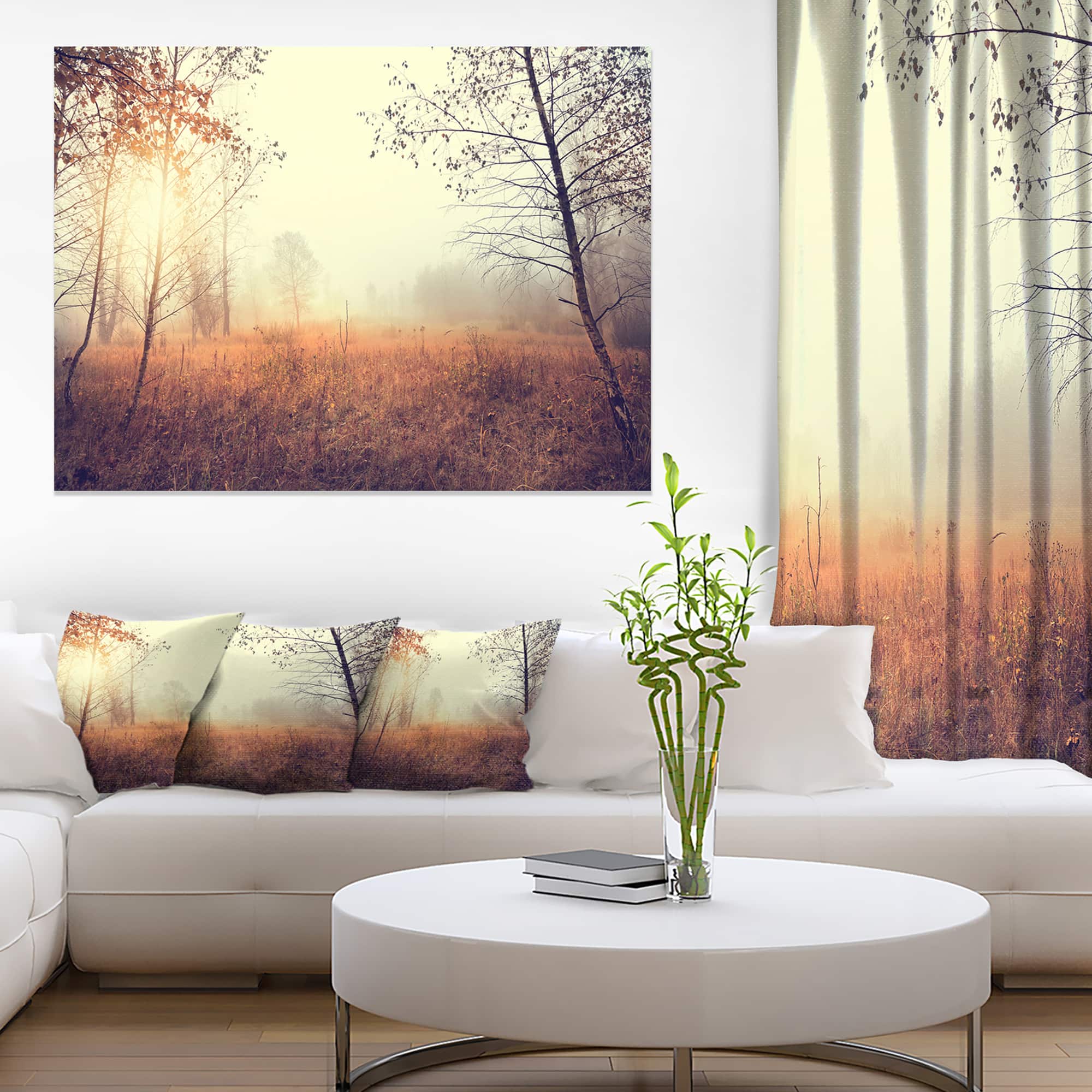 Designart - Charming Rural Field in Morning - Extra Large Wall Art Landscape