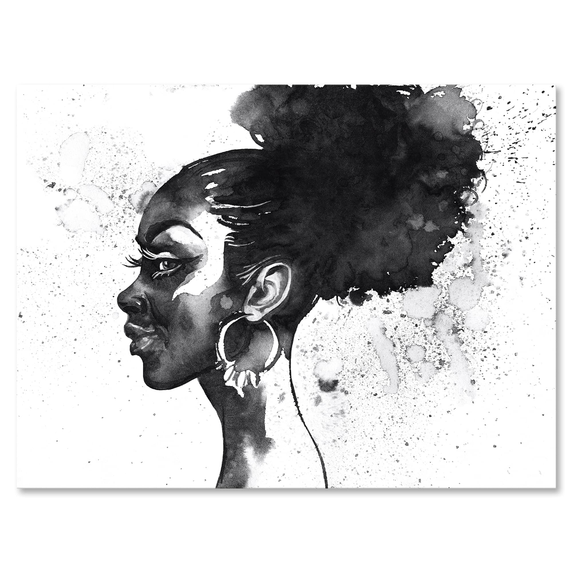 Designart - Monochrome Portrait of African American Woman I - Modern Canvas Wall Art Print