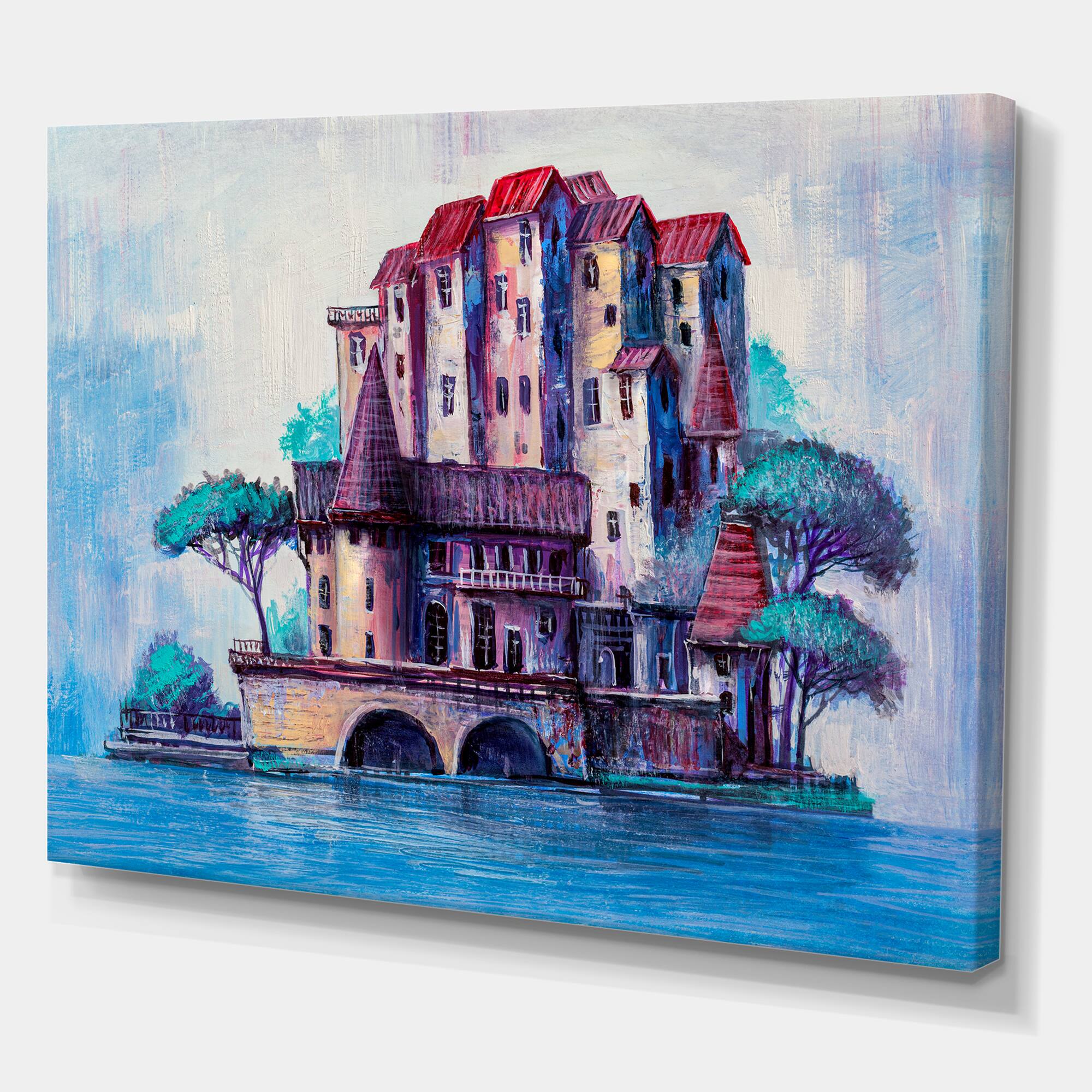 Designart - Skypscrapers By The Bridge In Ancient City - Traditional Canvas Wall Art Print